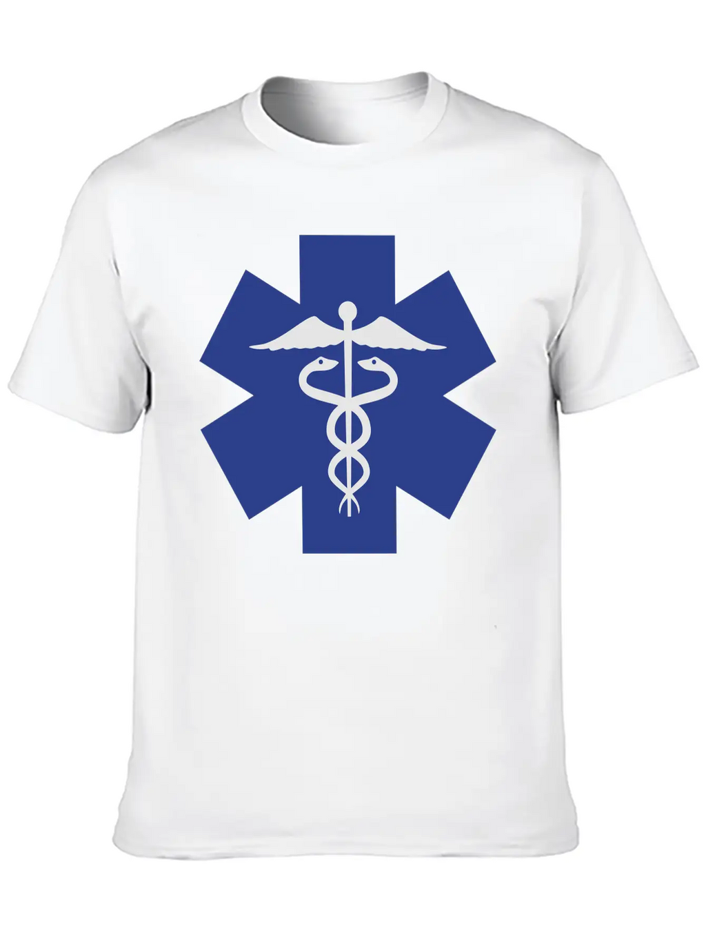 Caduceus On Blue Star Of Life Relaxed Everyday Tee – Lightweight And Durable Cotton
