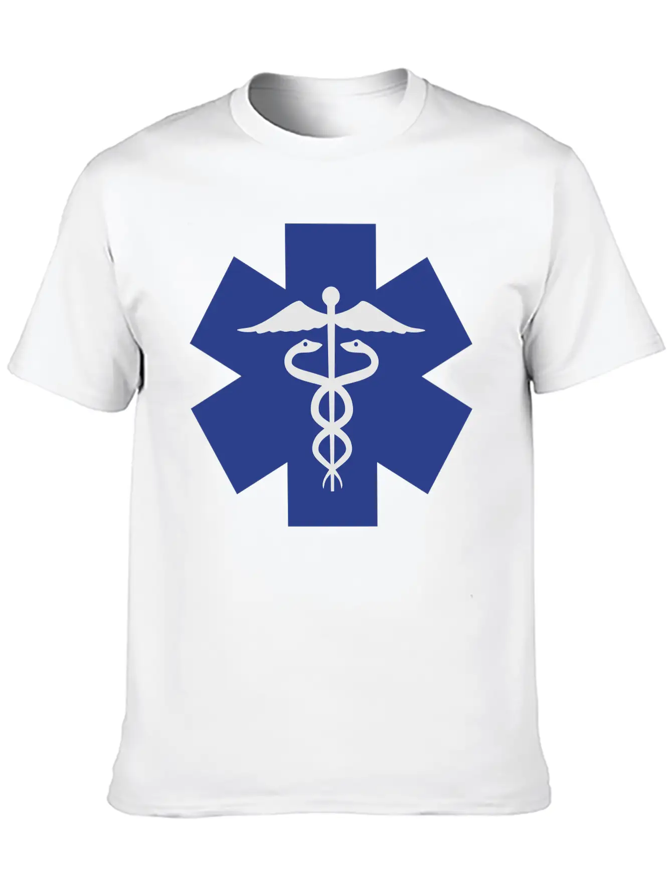 Caduceus On Blue Star Of Life Relaxed Everyday Tee – Lightweight And Durable Cotton