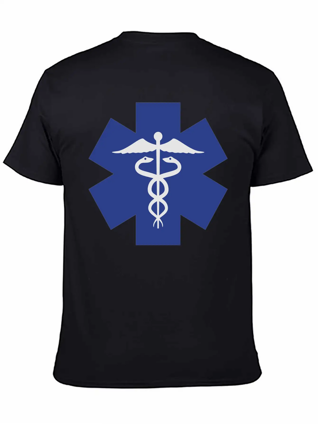 Caduceus On Blue Star Of Life Relaxed Everyday Tee – Lightweight And Durable Cotton