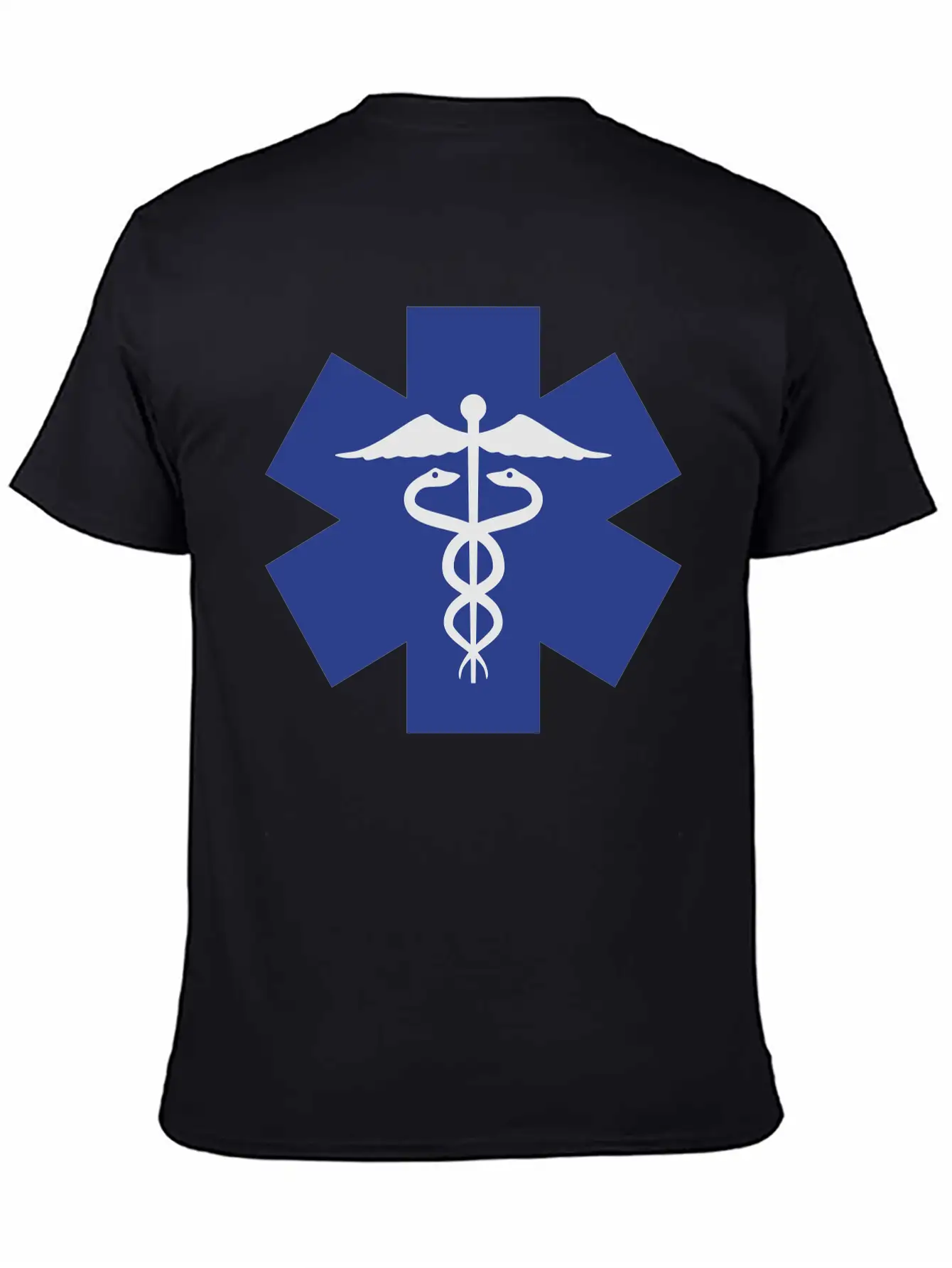 Caduceus On Blue Star Of Life Relaxed Everyday Tee – Lightweight And Durable Cotton