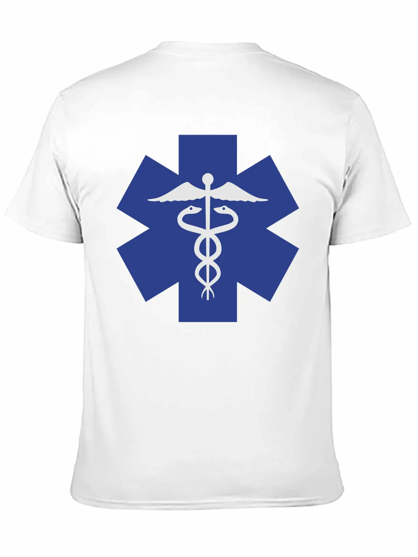 Caduceus On Blue Star Of Life Relaxed Everyday Tee – Lightweight And Durable Cotton