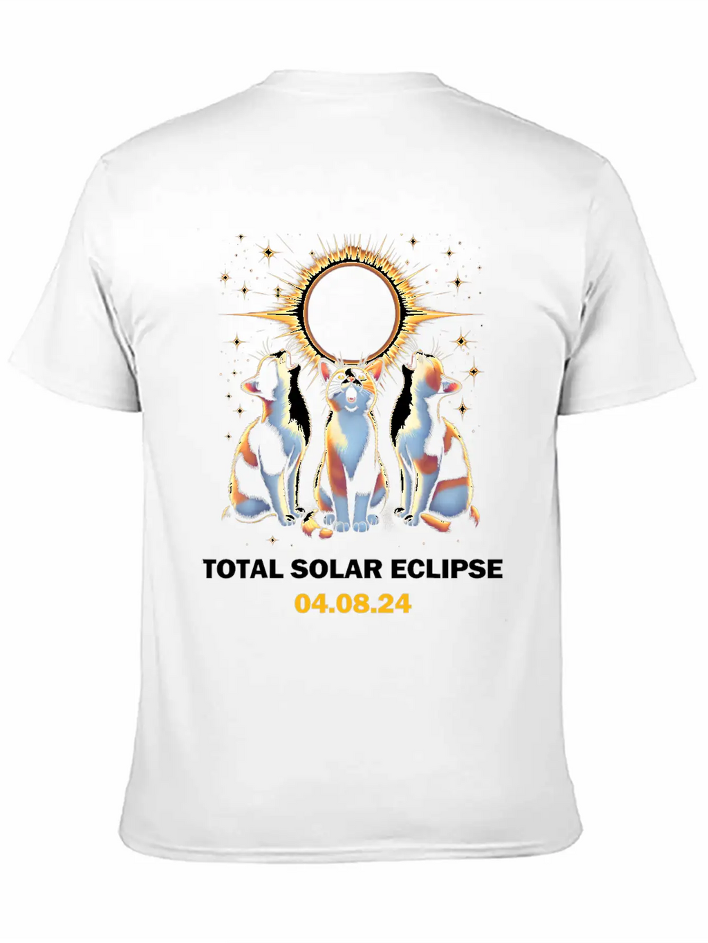Calico Cat Howling At Total Solar Eclipse 8 April Breathable Graphic T-Shirt – Perfect For Casual Days