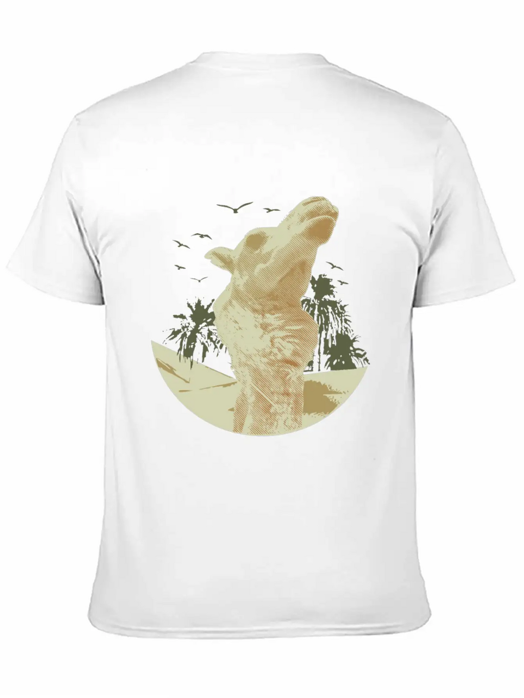 Camel In The Desert With Palm Trees And Sand Classic Cotton Tee – Unisex Comfort For Any Season