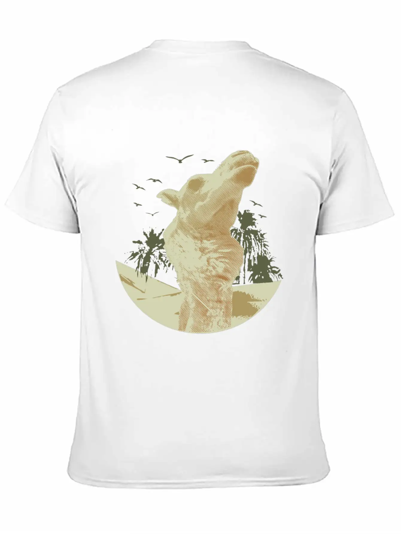 Camel In The Desert With Palm Trees And Sand Classic Cotton Tee – Unisex Comfort For Any Season