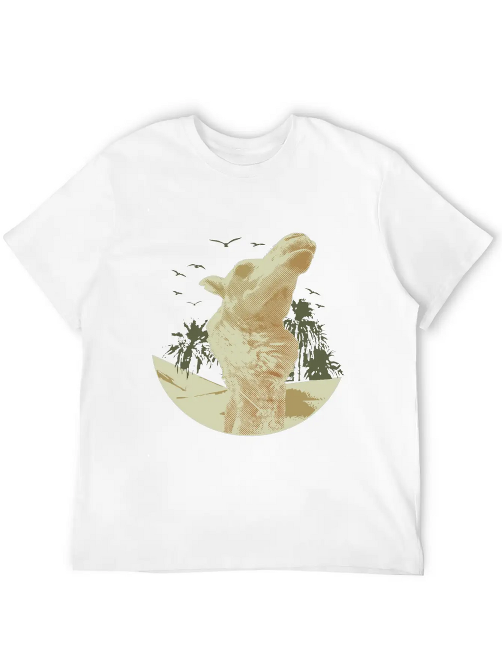 Camel In The Desert With Palm Trees And Sand Classic Cotton Tee – Unisex Comfort For Any Season