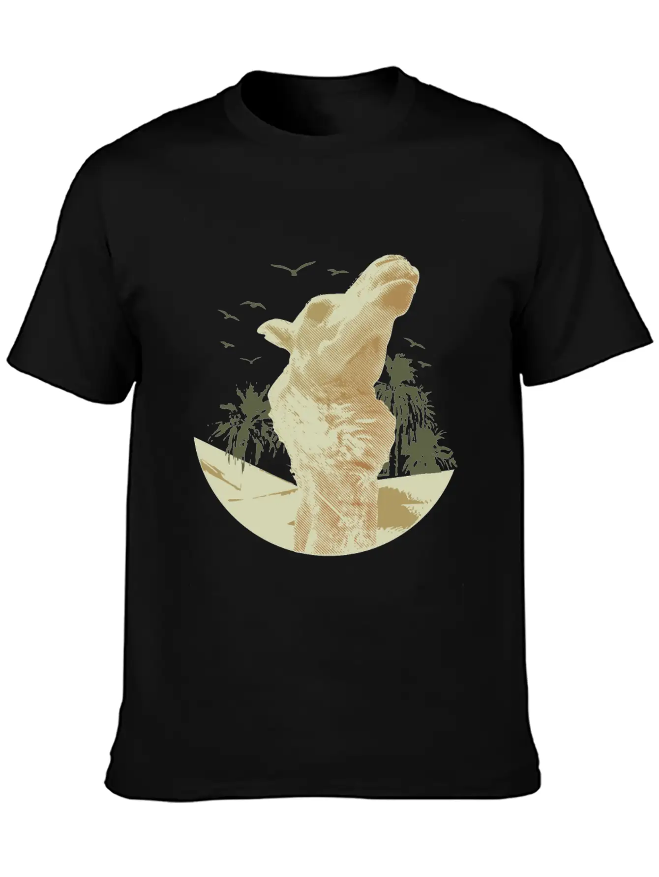 Camel In The Desert With Palm Trees And Sand Classic Cotton Tee – Unisex Comfort For Any Season