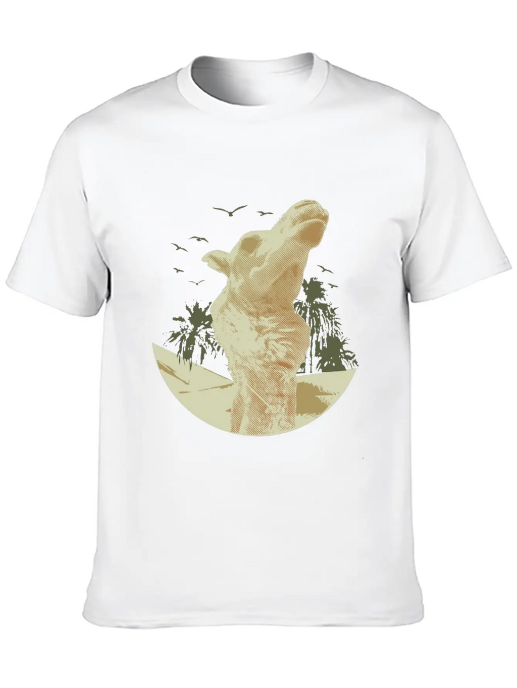 Camel In The Desert With Palm Trees And Sand Classic Cotton Tee – Unisex Comfort For Any Season