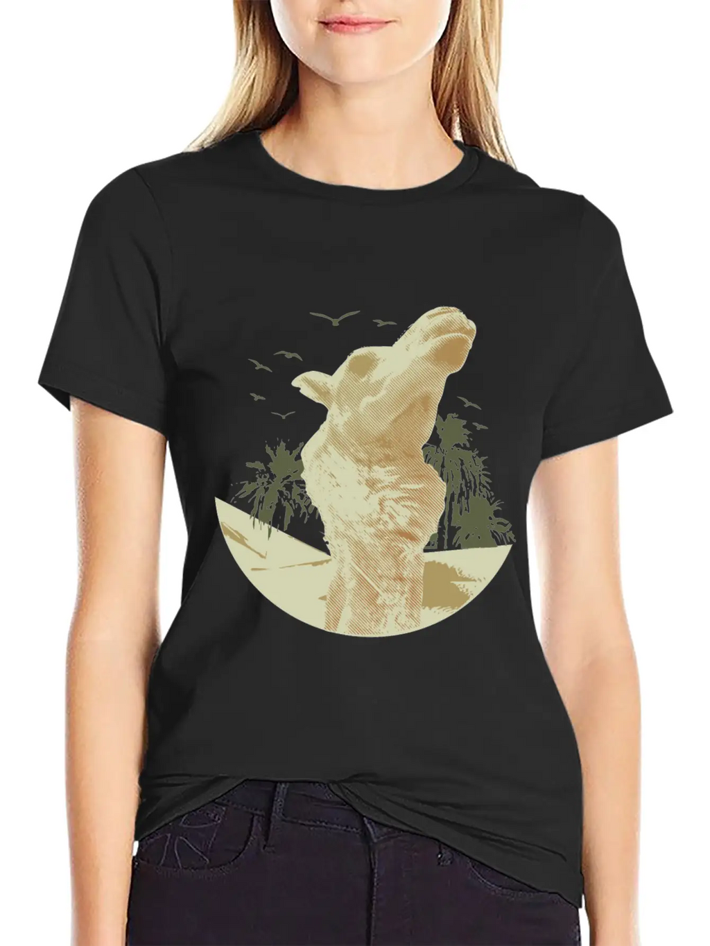 Camel In The Desert With Palm Trees And Sand Classic Cotton Tee – Unisex Comfort For Any Season