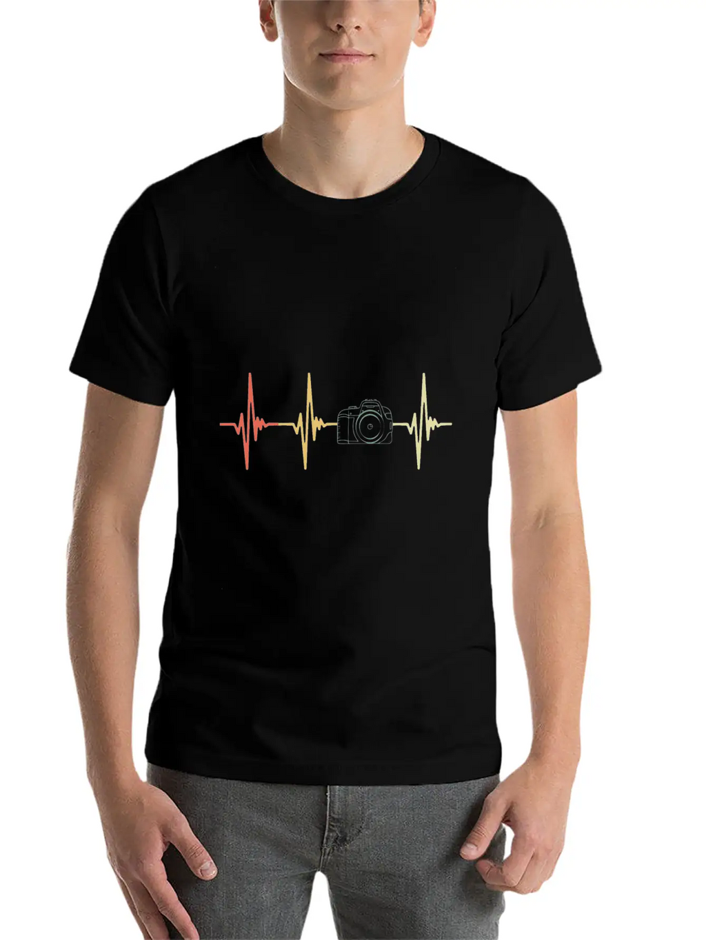 Camera Photography Heartbeat, Photographer Gift, Basic Graphic T-Shirt – Daily Comfort In Soft Cotton