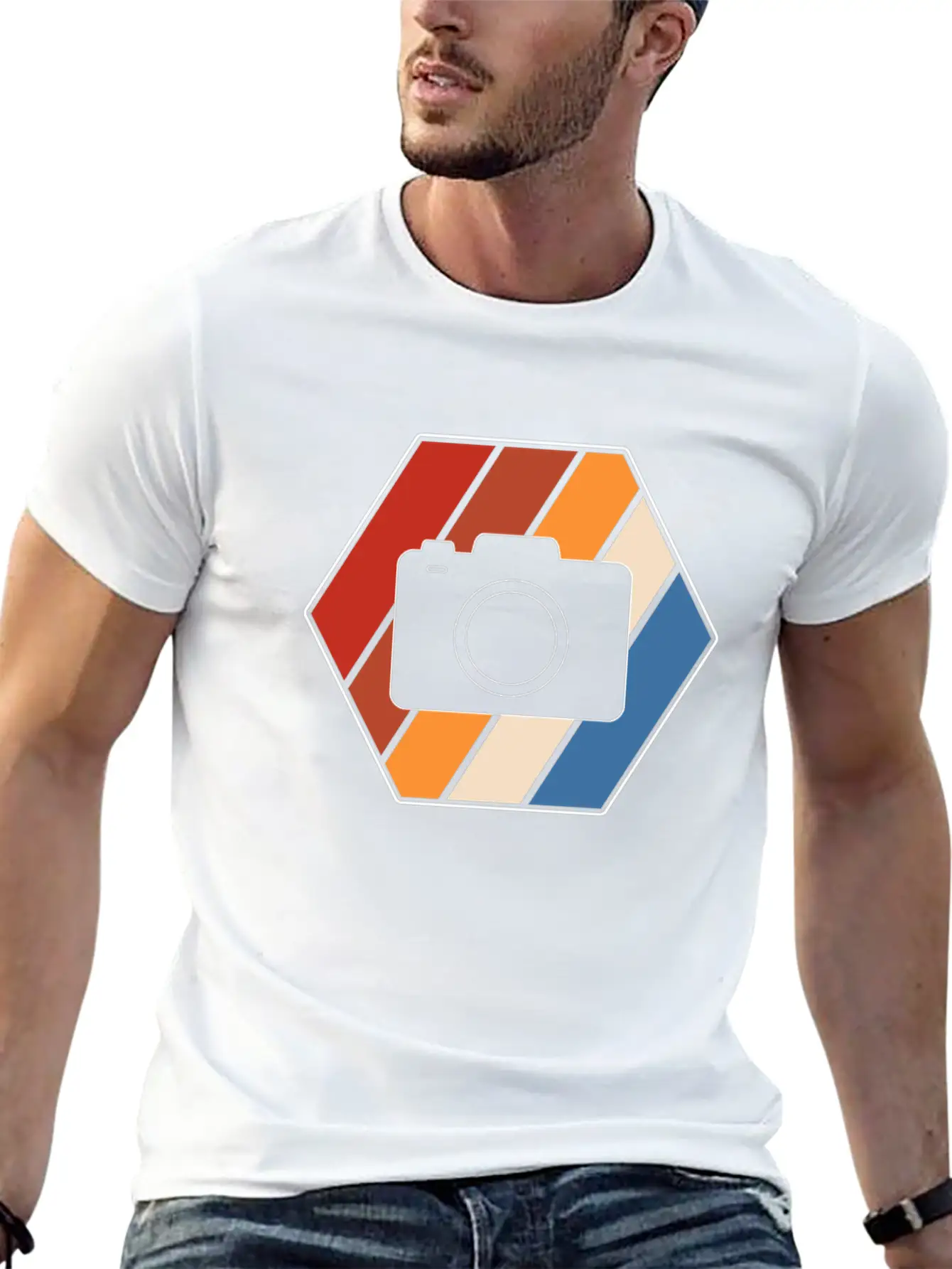 Camera Retro Breathable Soft Cotton T-Shirt – Timeless Casual Look