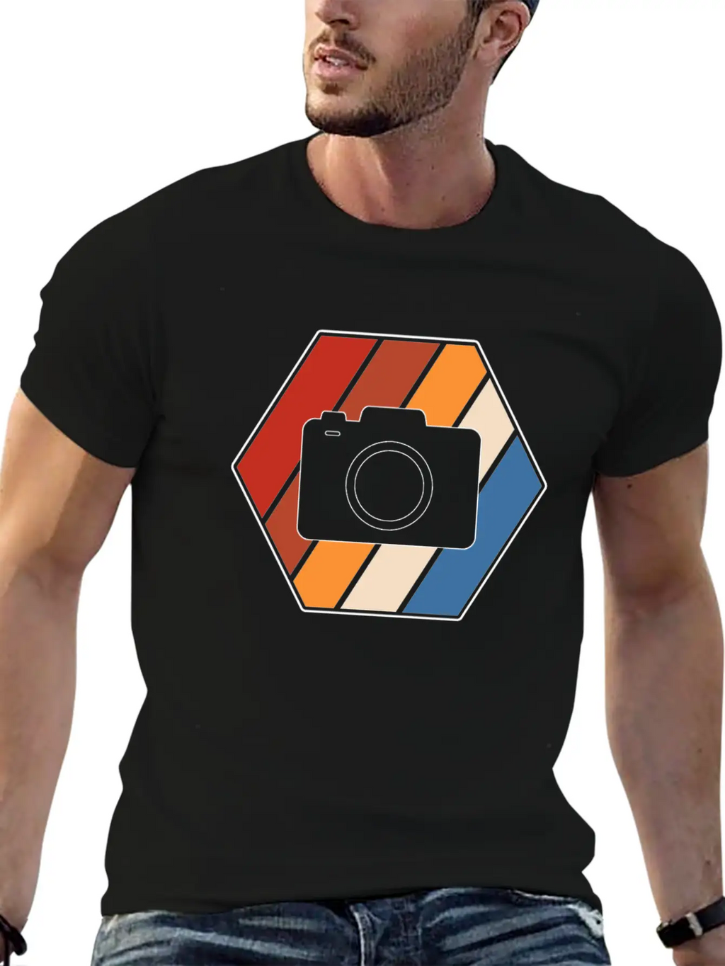 Camera Retro Breathable Soft Cotton T-Shirt – Timeless Casual Look