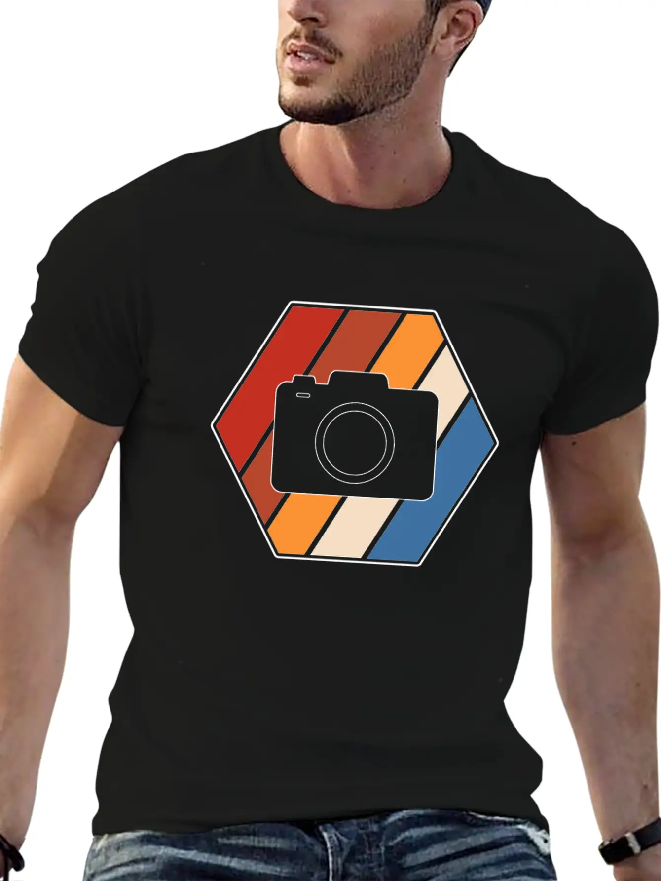 Camera Retro Breathable Soft Cotton T-Shirt – Timeless Casual Look