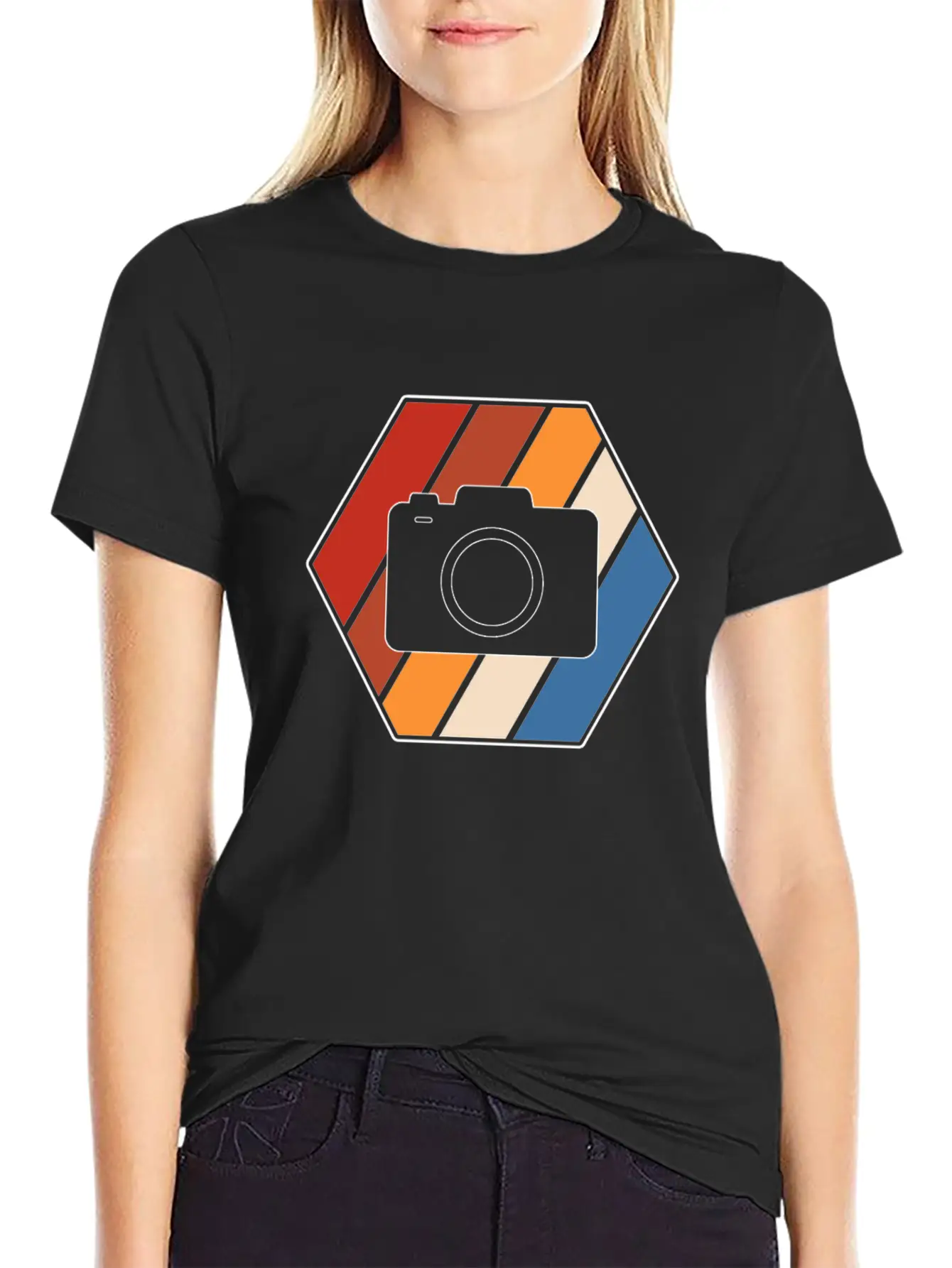 Camera Retro Breathable Soft Cotton T-Shirt – Timeless Casual Look