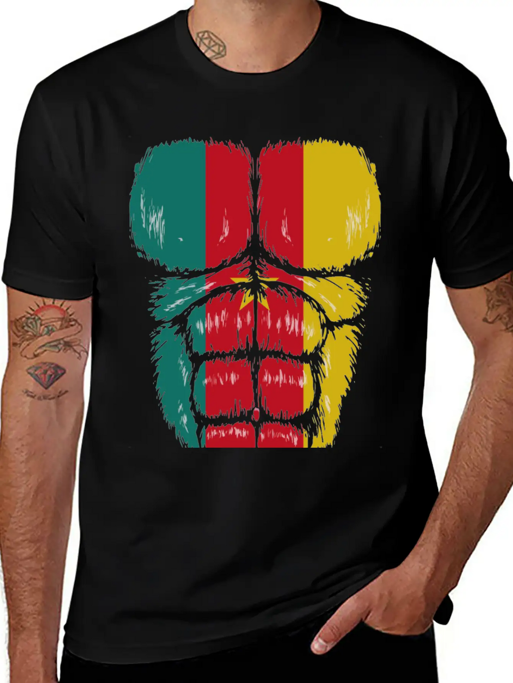 Cameroon Flag Hulk Muscles Relaxed Everyday Tee – Lightweight And Durable Cotton