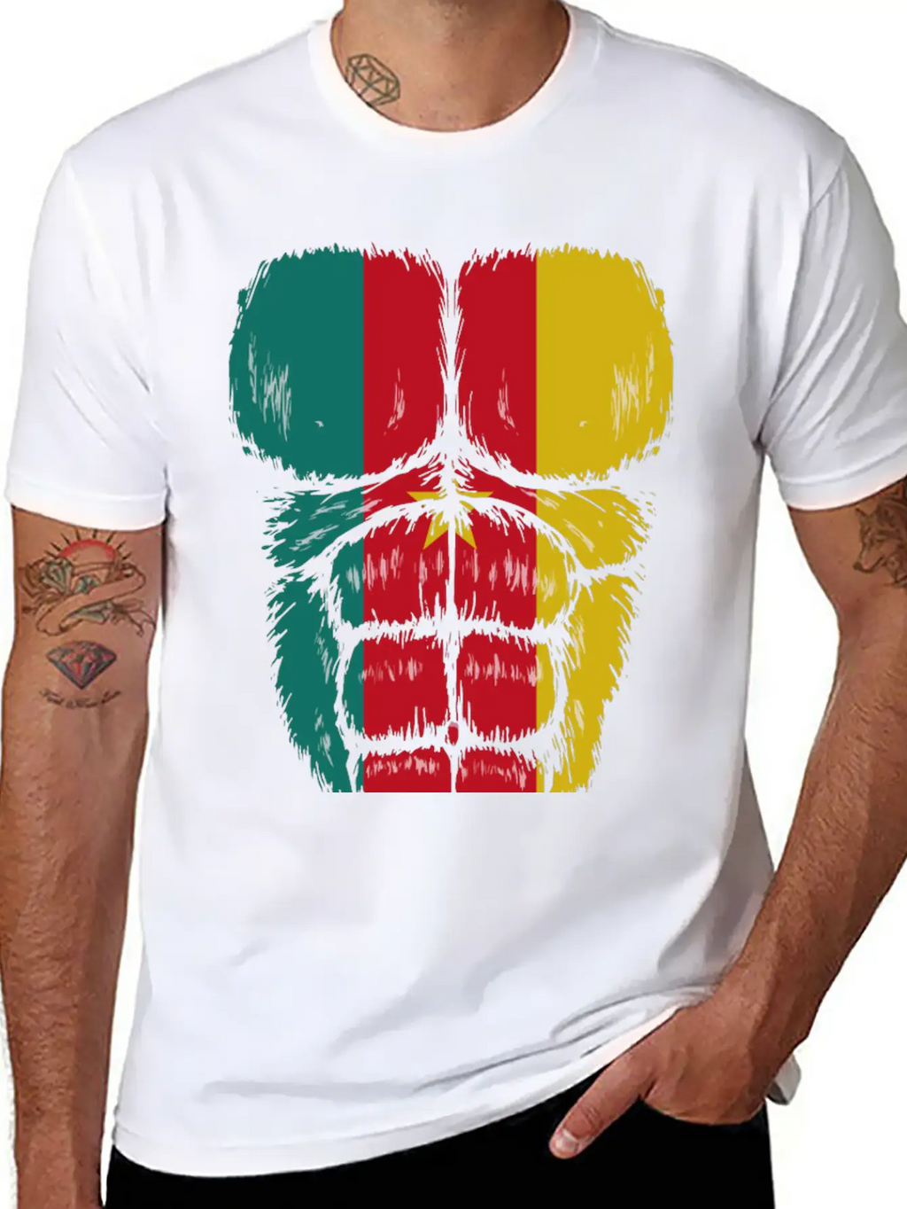 Cameroon Flag Hulk Muscles Relaxed Everyday Tee – Lightweight And Durable Cotton