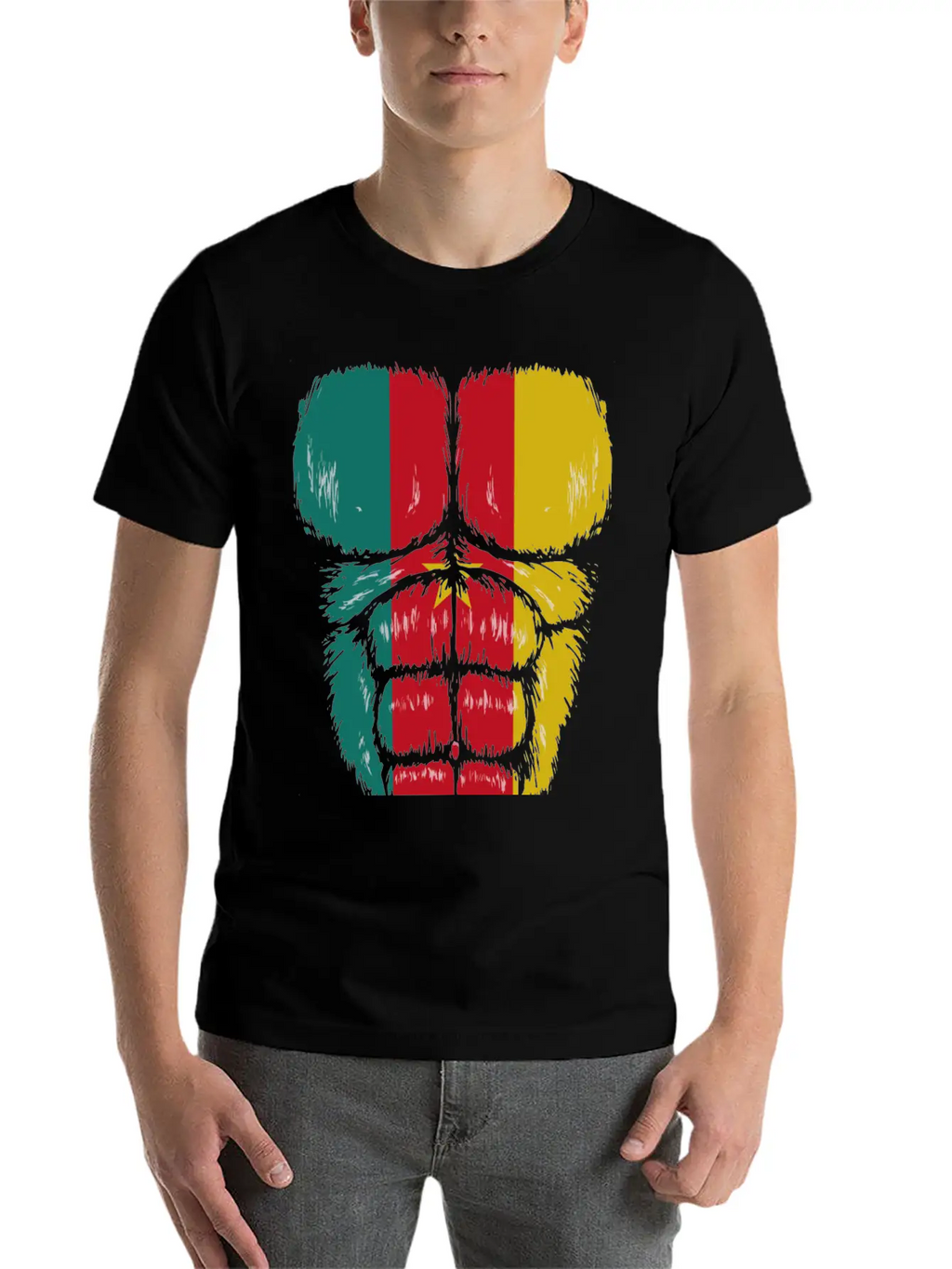 Cameroon Flag Hulk Muscles Relaxed Everyday Tee – Lightweight And Durable Cotton