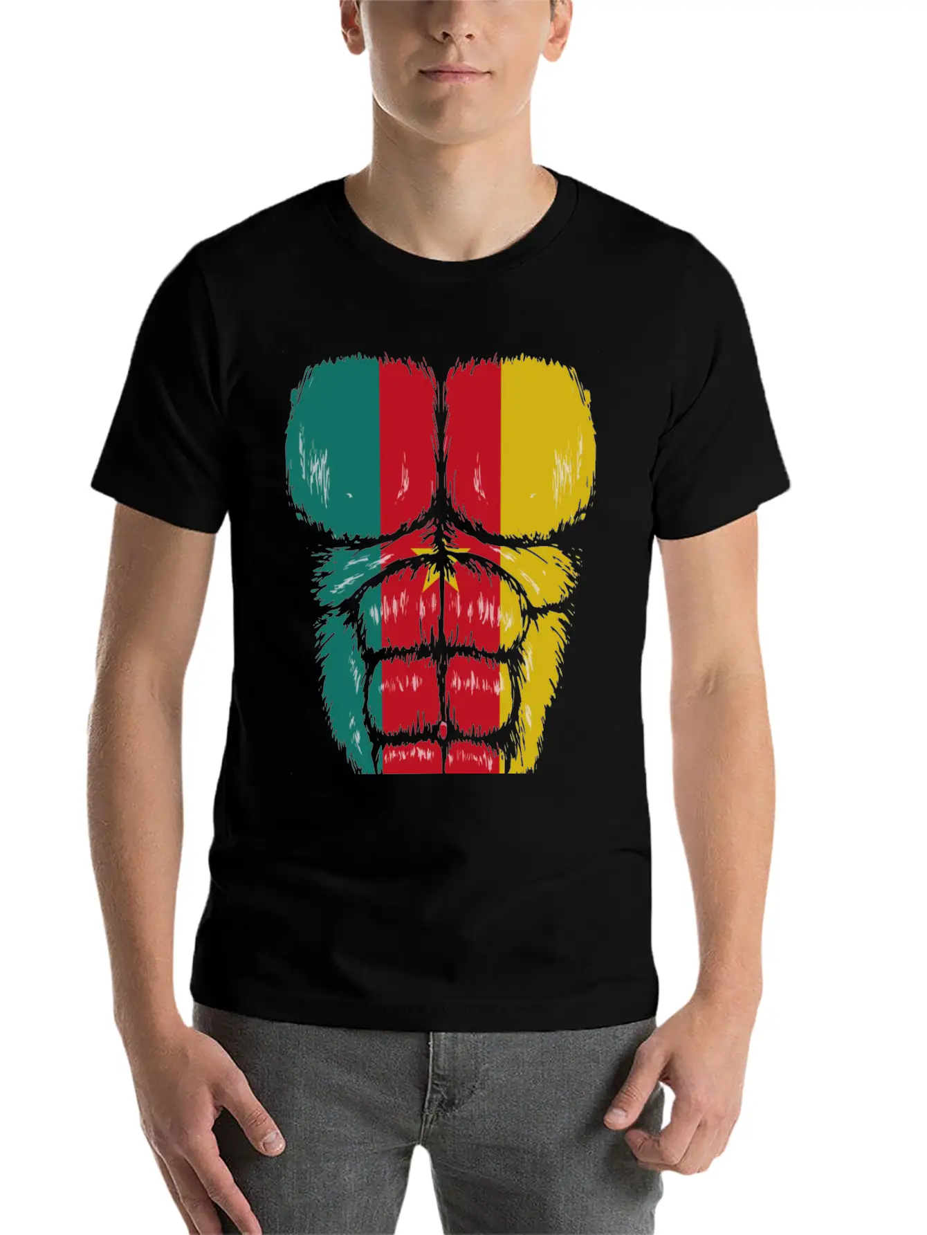 Cameroon Flag Hulk Muscles Relaxed Everyday Tee – Lightweight And Durable Cotton