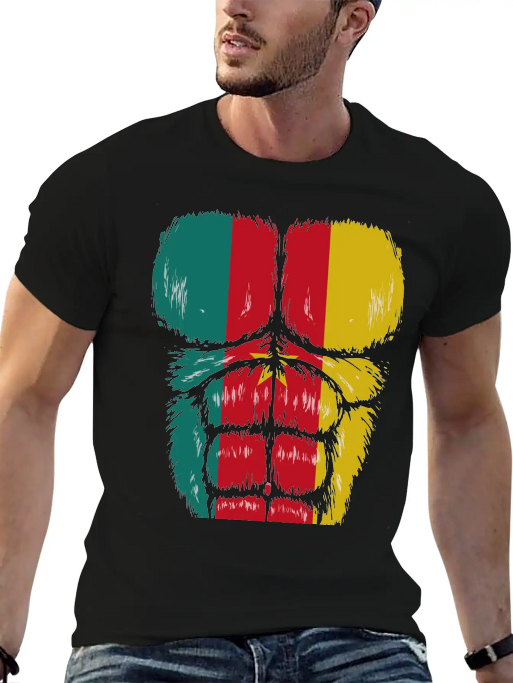 Cameroon Flag Hulk Muscles Relaxed Everyday Tee – Lightweight And Durable Cotton