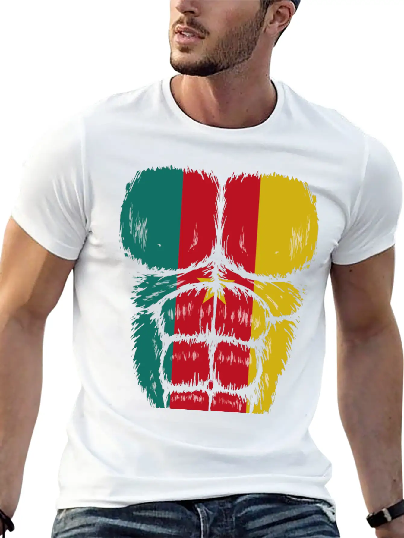 Cameroon Flag Hulk Muscles Relaxed Everyday Tee – Lightweight And Durable Cotton