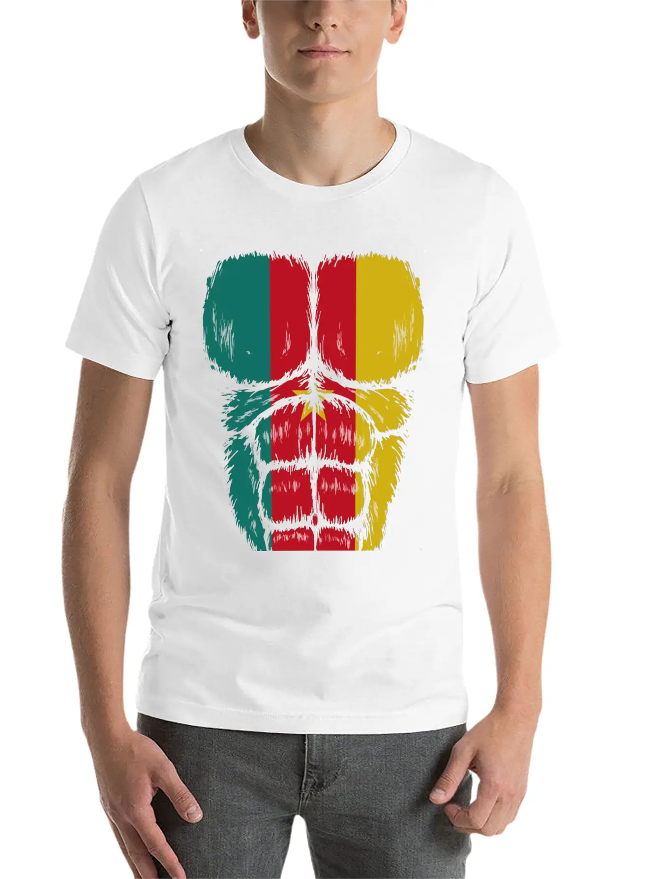 Cameroon Flag Hulk Muscles Relaxed Everyday Tee – Lightweight And Durable Cotton