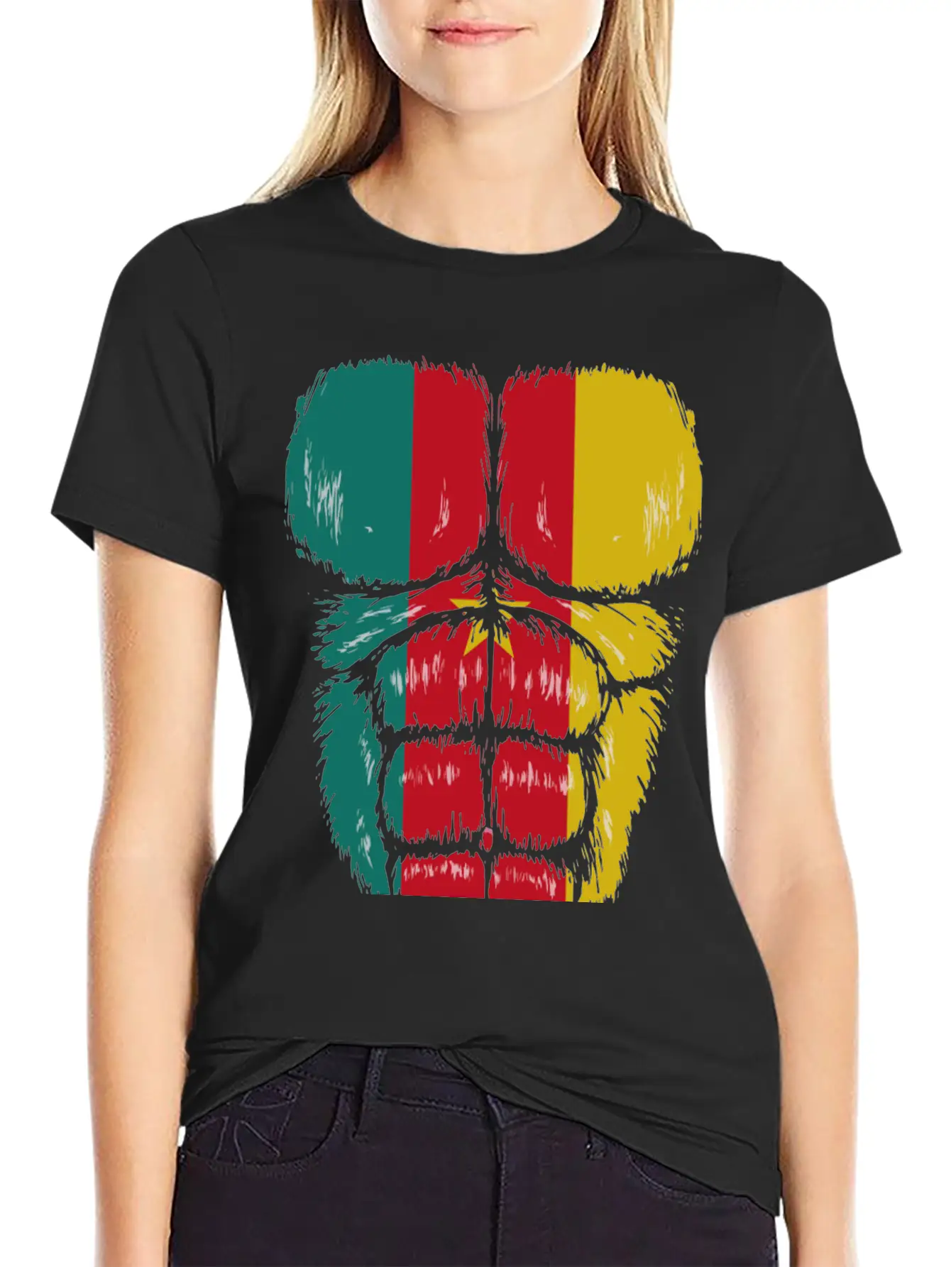 Cameroon Flag Hulk Muscles Relaxed Everyday Tee – Lightweight And Durable Cotton