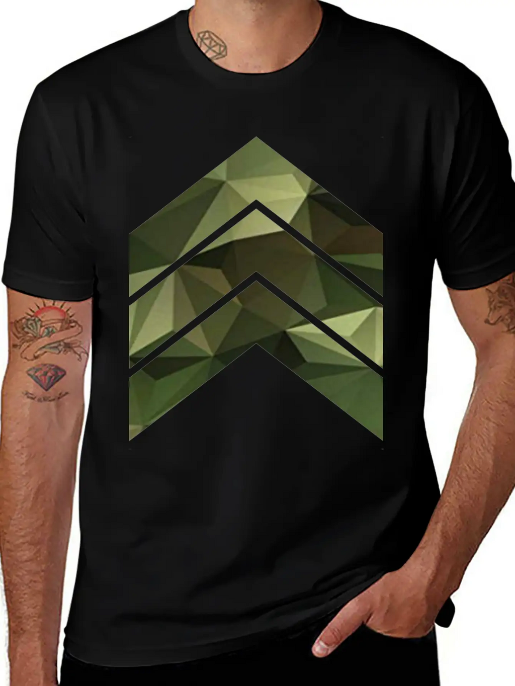 Camouflage Triangles / Arrows Relaxed Everyday Tee – Lightweight And Durable Cotton