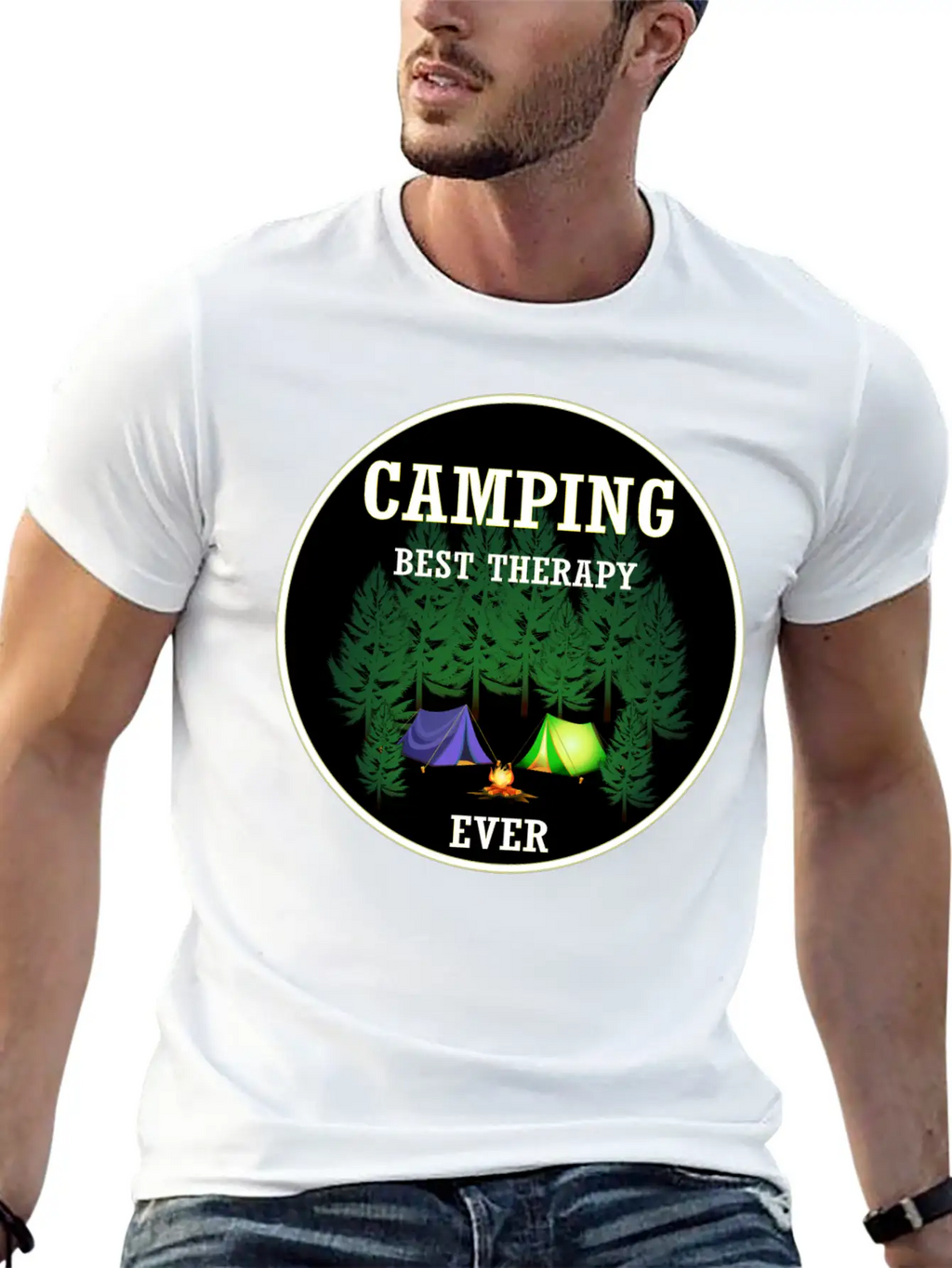 Camping Best Therapy Ever Stylish Everyday T-Shirt – Unisex Basic Cotton Tee