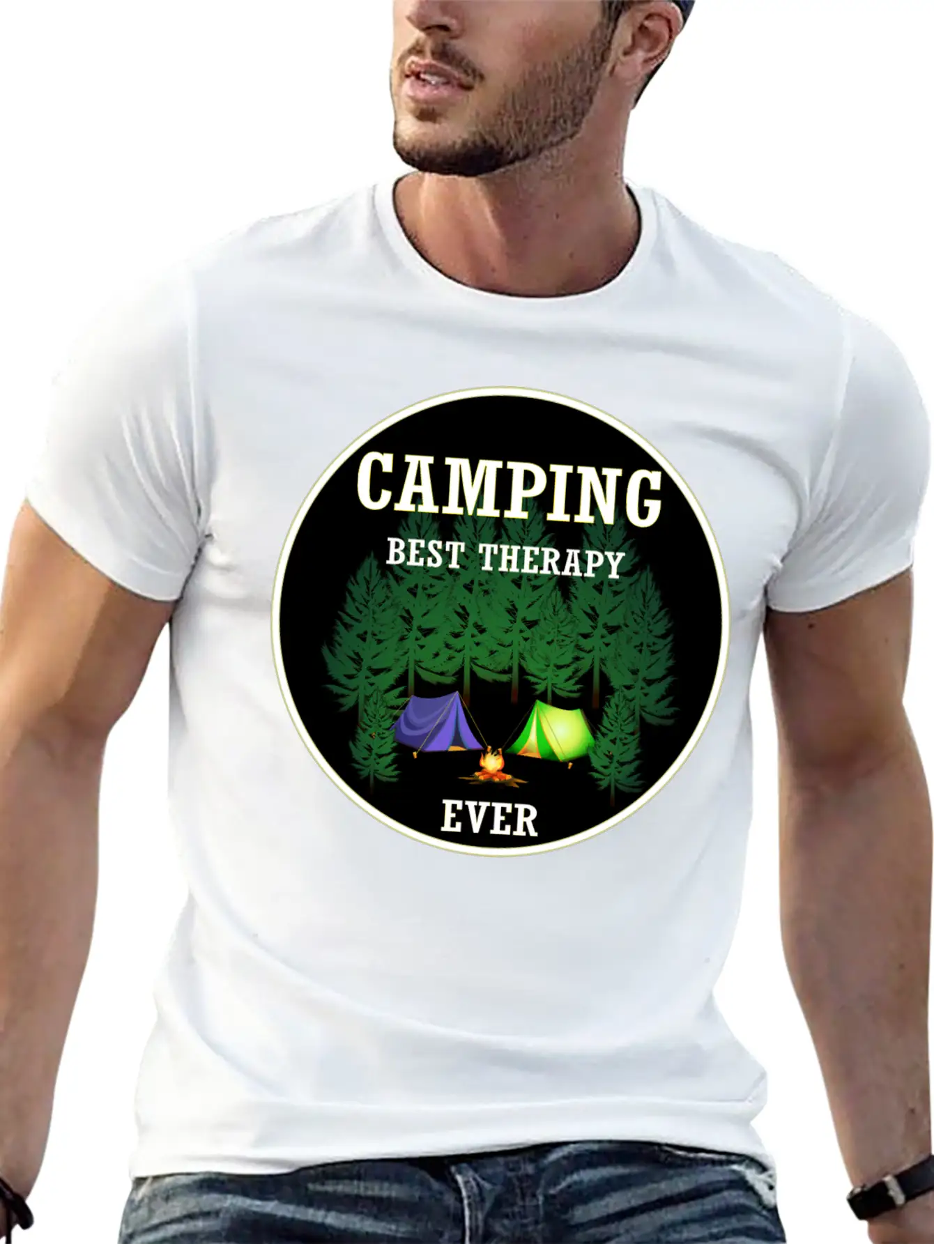 Camping Best Therapy Ever Stylish Everyday T-Shirt – Unisex Basic Cotton Tee