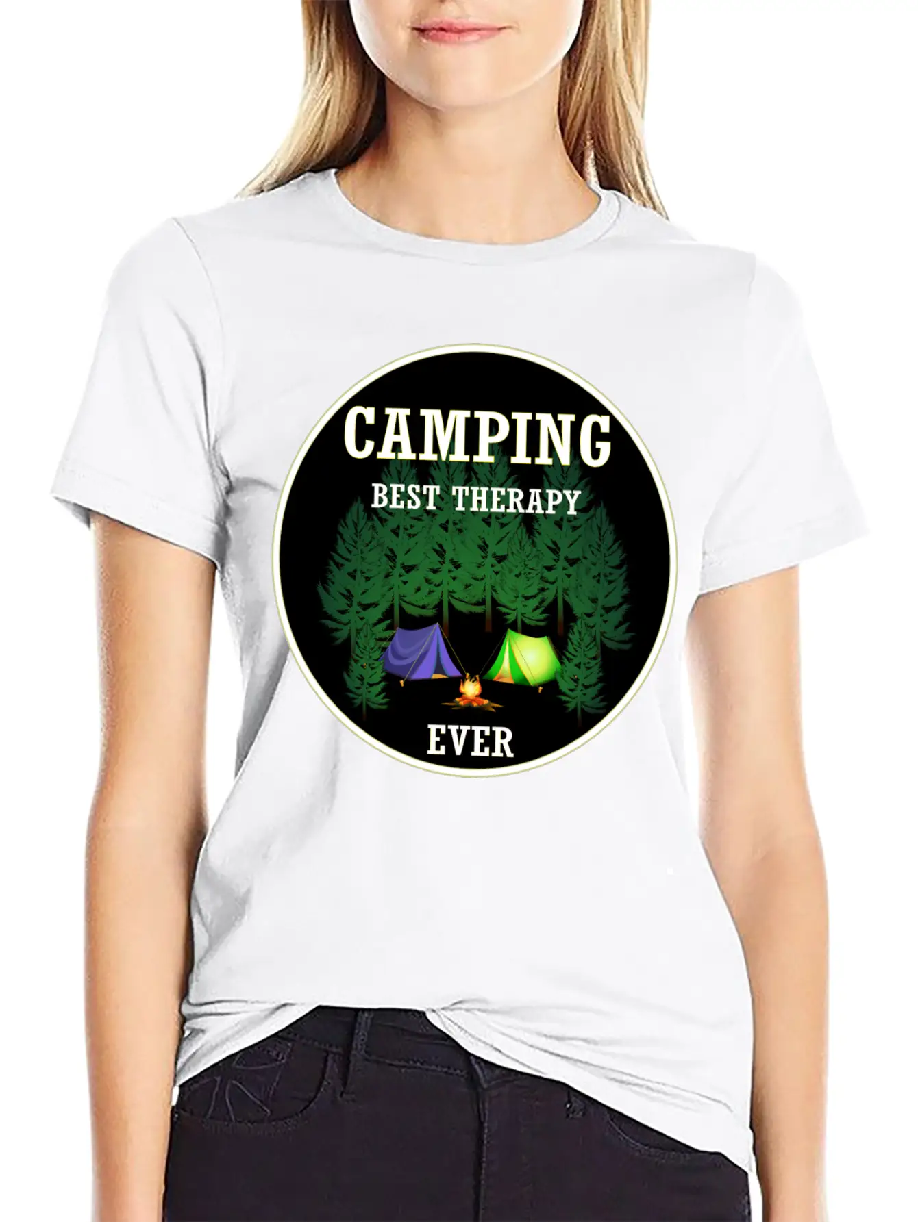 Camping Best Therapy Ever Stylish Everyday T-Shirt – Unisex Basic Cotton Tee