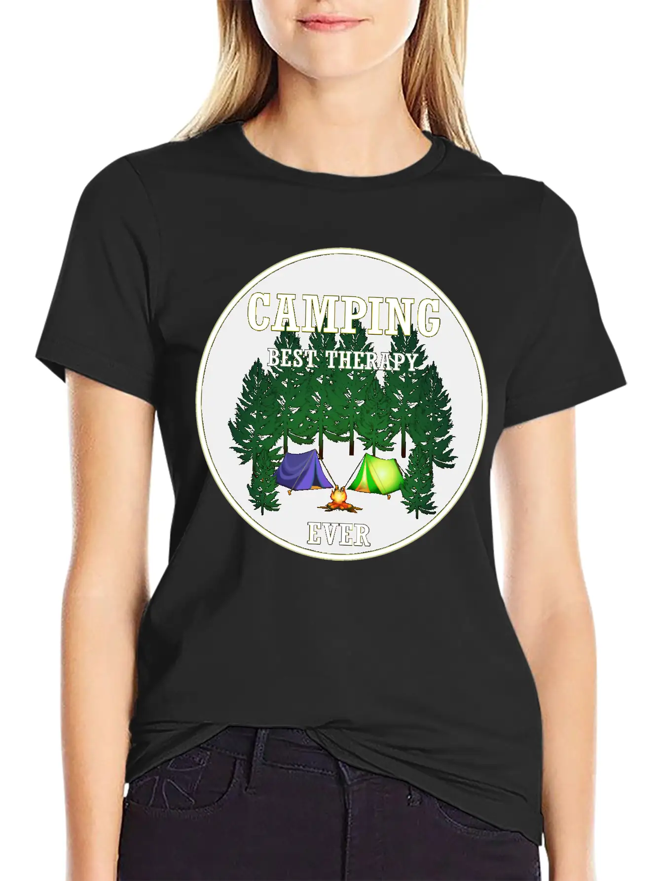 Camping Best Therapy Ever Stylish Everyday T-Shirt – Unisex Basic Cotton Tee