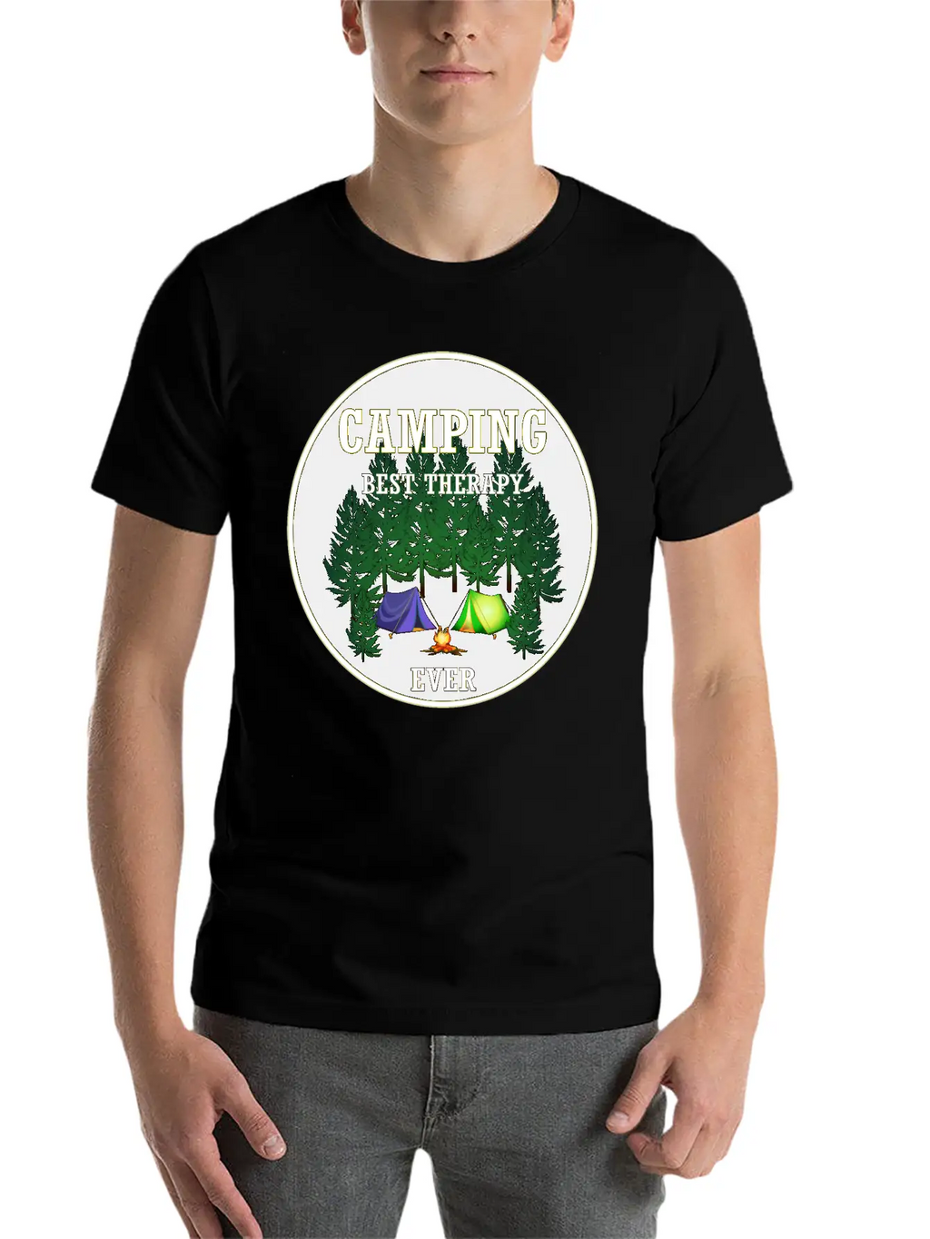 Camping Best Therapy Ever Stylish Everyday T-Shirt – Unisex Basic Cotton Tee