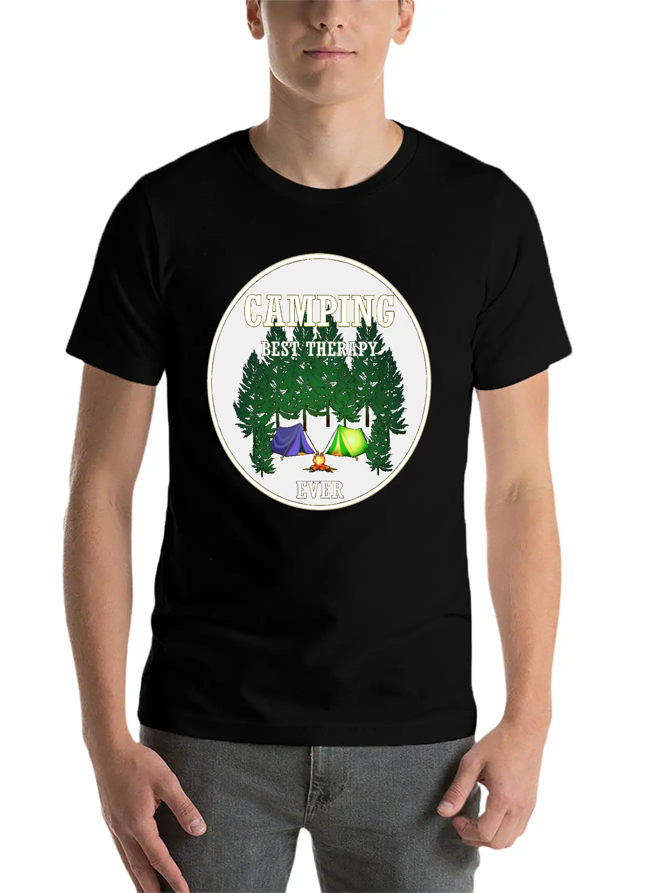 Camping Best Therapy Ever Stylish Everyday T-Shirt – Unisex Basic Cotton Tee