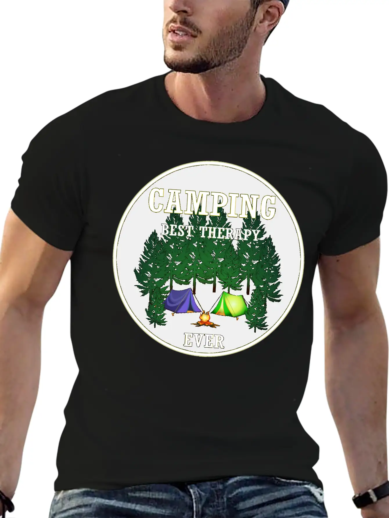 Camping Best Therapy Ever Stylish Everyday T-Shirt – Unisex Basic Cotton Tee
