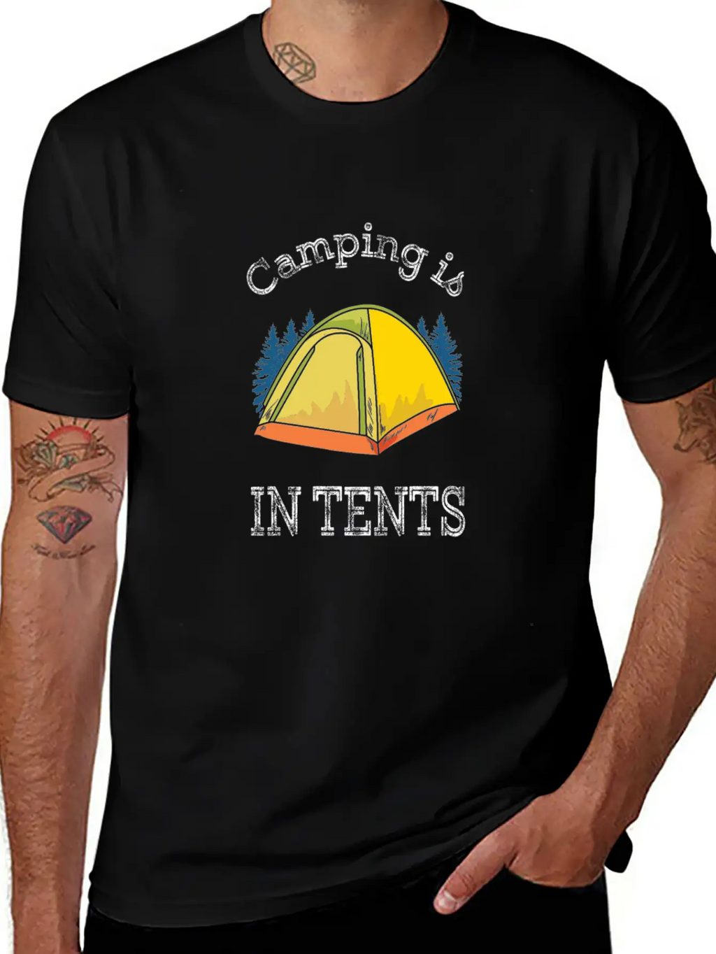 Camping Camping Is In Tents Relaxed Everyday Tee – Lightweight And Durable Cotton