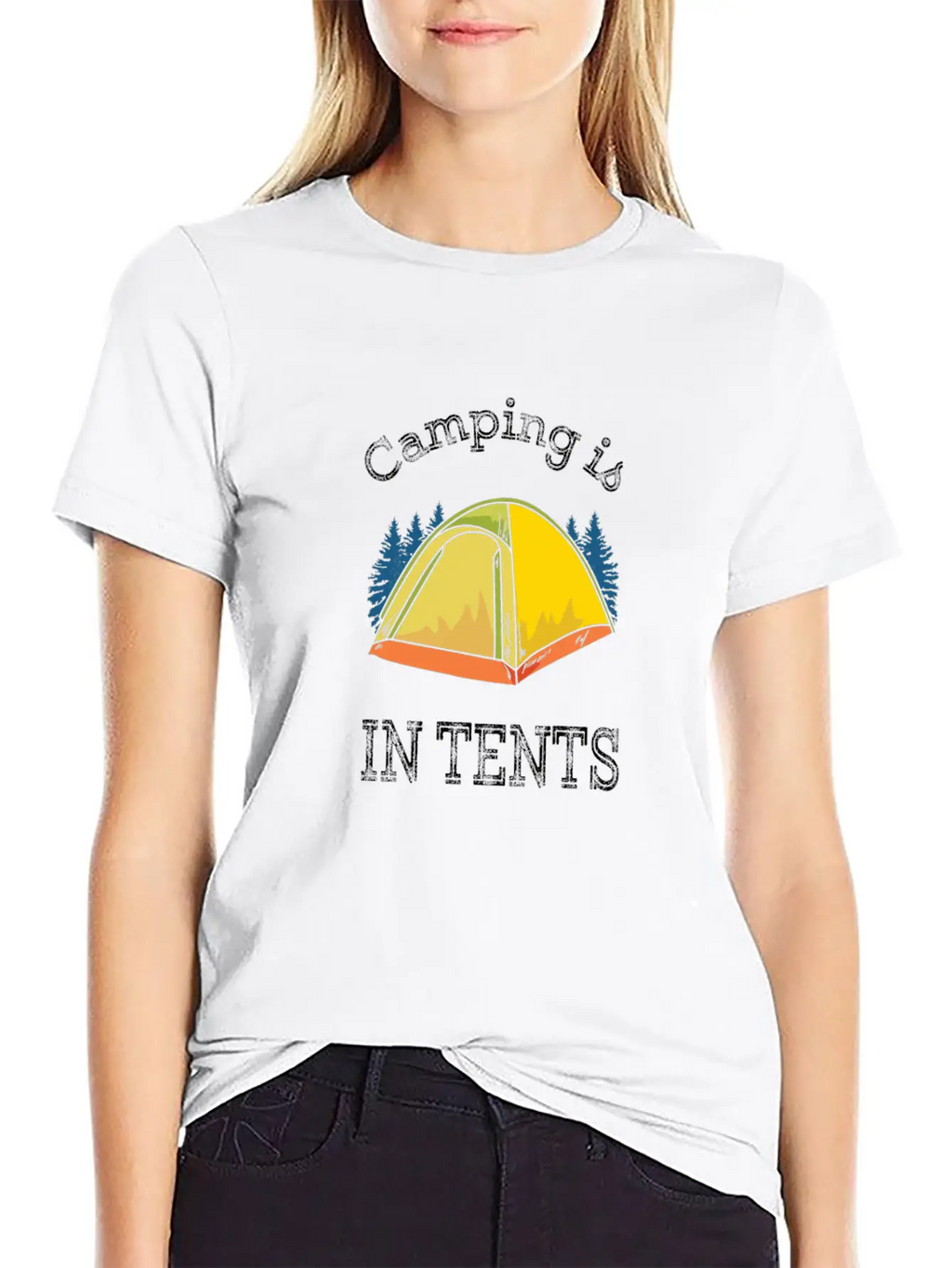 Camping Camping Is In Tents Relaxed Everyday Tee – Lightweight And Durable Cotton