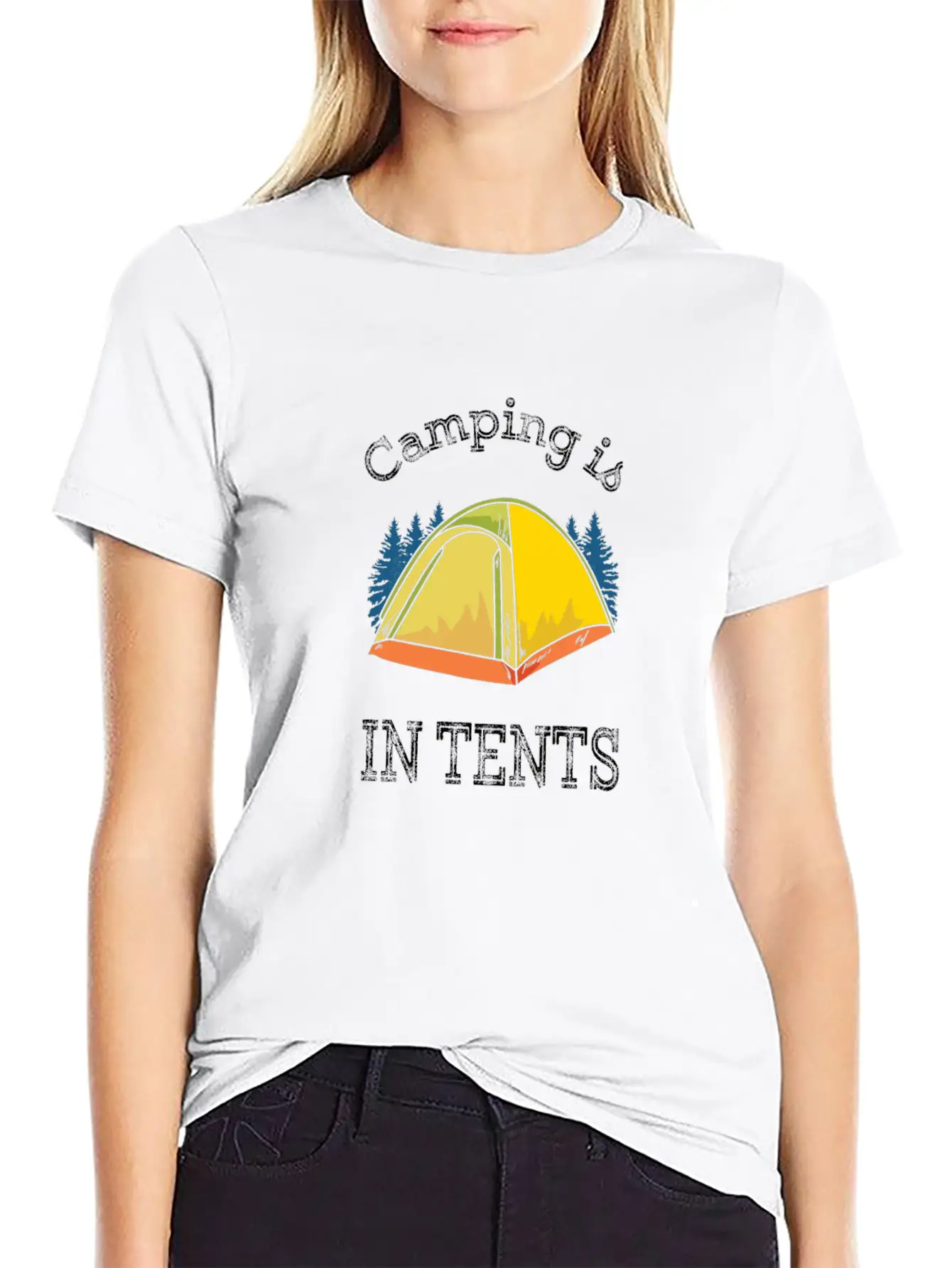 Camping Camping Is In Tents Relaxed Everyday Tee – Lightweight And Durable Cotton