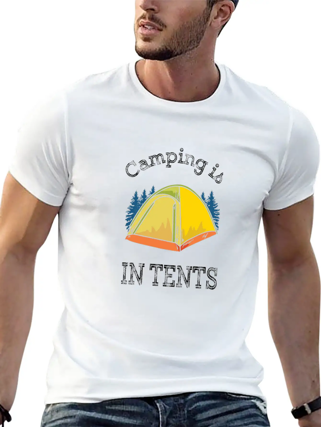 Camping Camping Is In Tents Relaxed Everyday Tee – Lightweight And Durable Cotton
