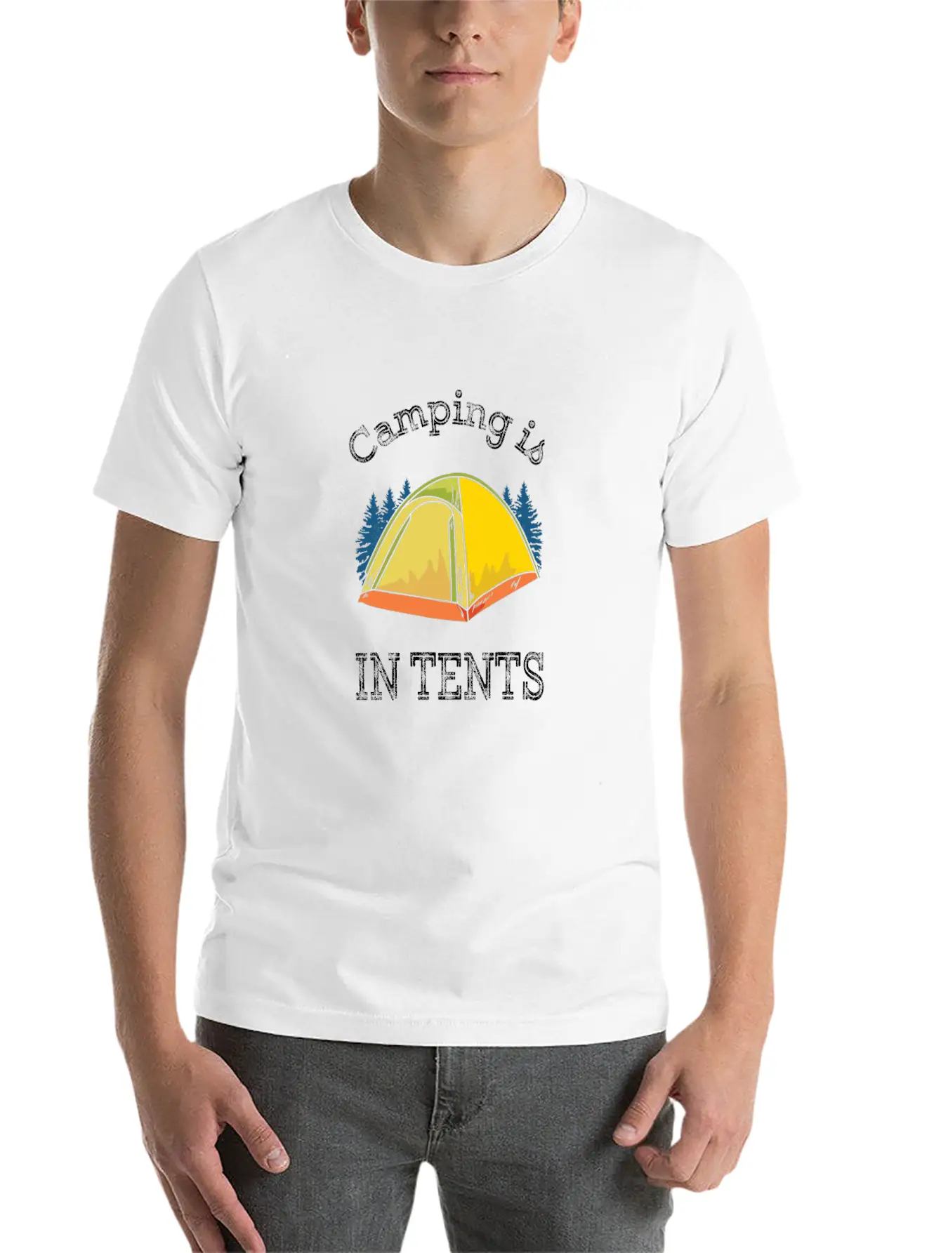 Camping Camping Is In Tents Relaxed Everyday Tee – Lightweight And Durable Cotton