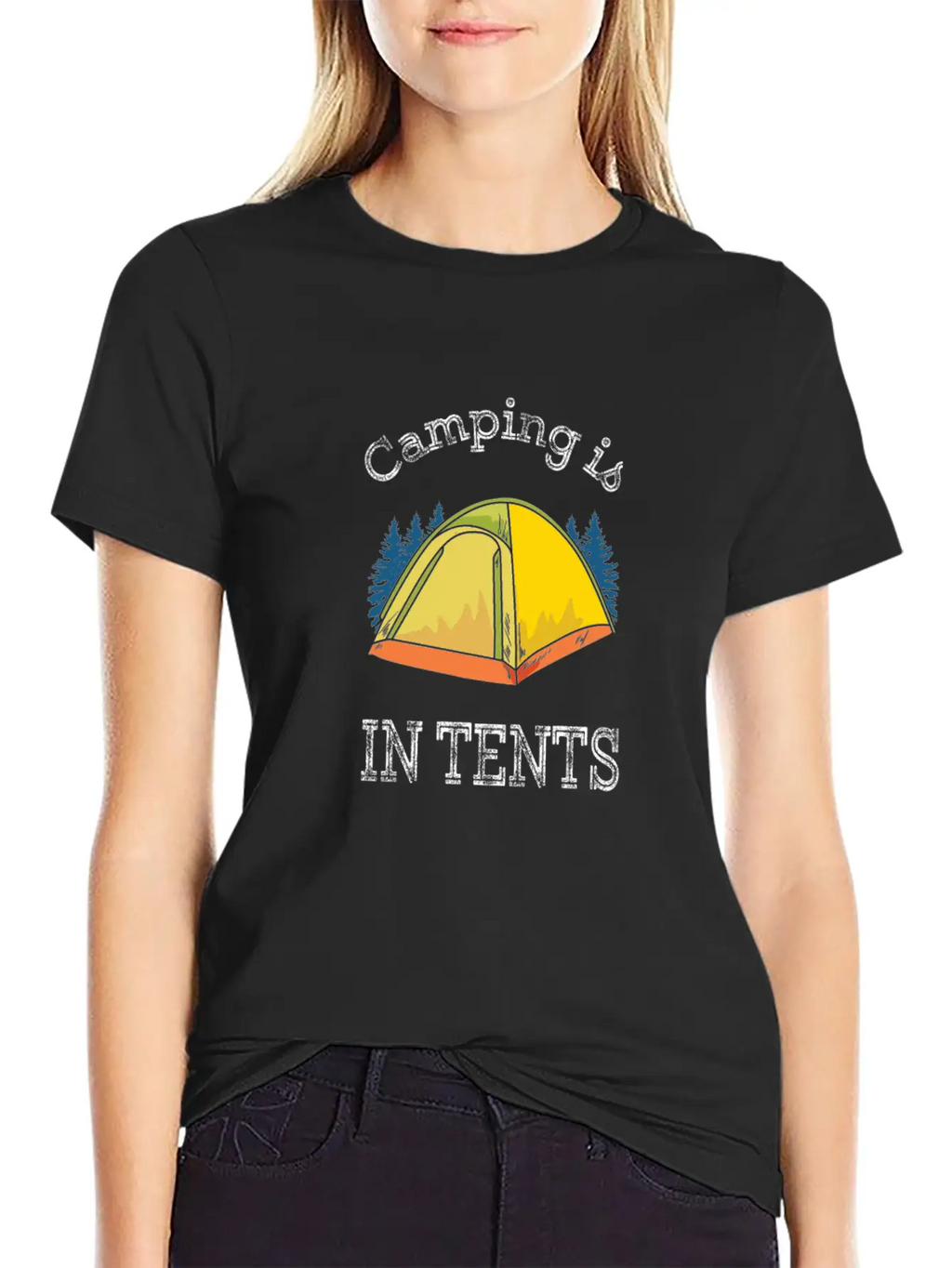 Camping Camping Is In Tents Relaxed Everyday Tee – Lightweight And Durable Cotton