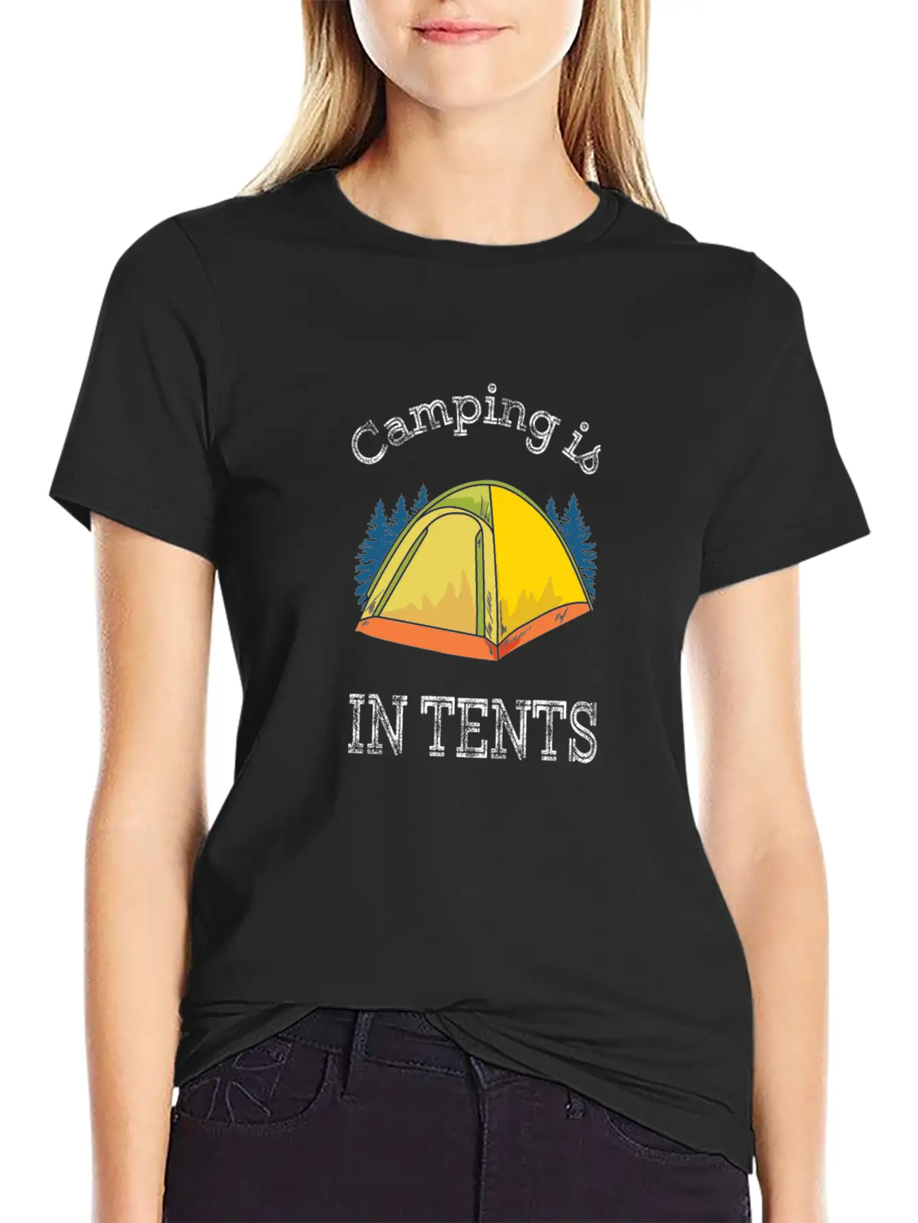 Camping Camping Is In Tents Relaxed Everyday Tee – Lightweight And Durable Cotton