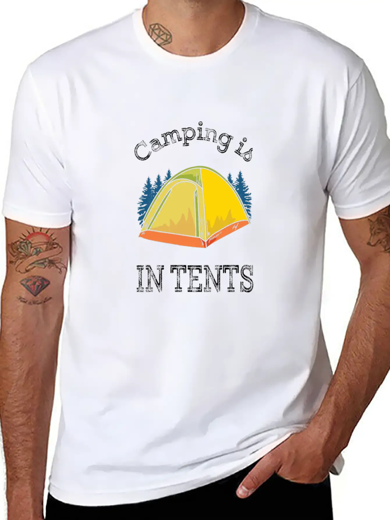 Camping Camping Is In Tents Relaxed Everyday Tee – Lightweight And Durable Cotton