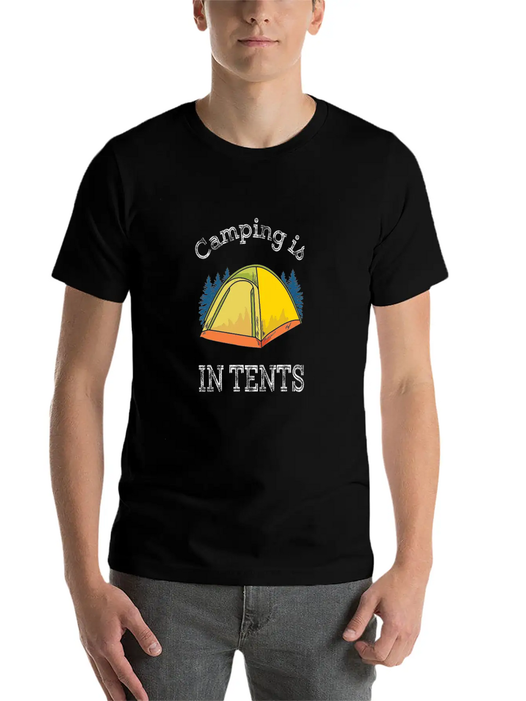 Camping Camping Is In Tents Relaxed Everyday Tee – Lightweight And Durable Cotton