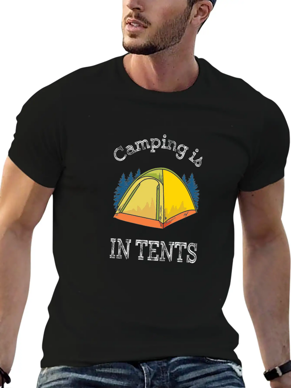 Camping Camping Is In Tents Relaxed Everyday Tee – Lightweight And Durable Cotton