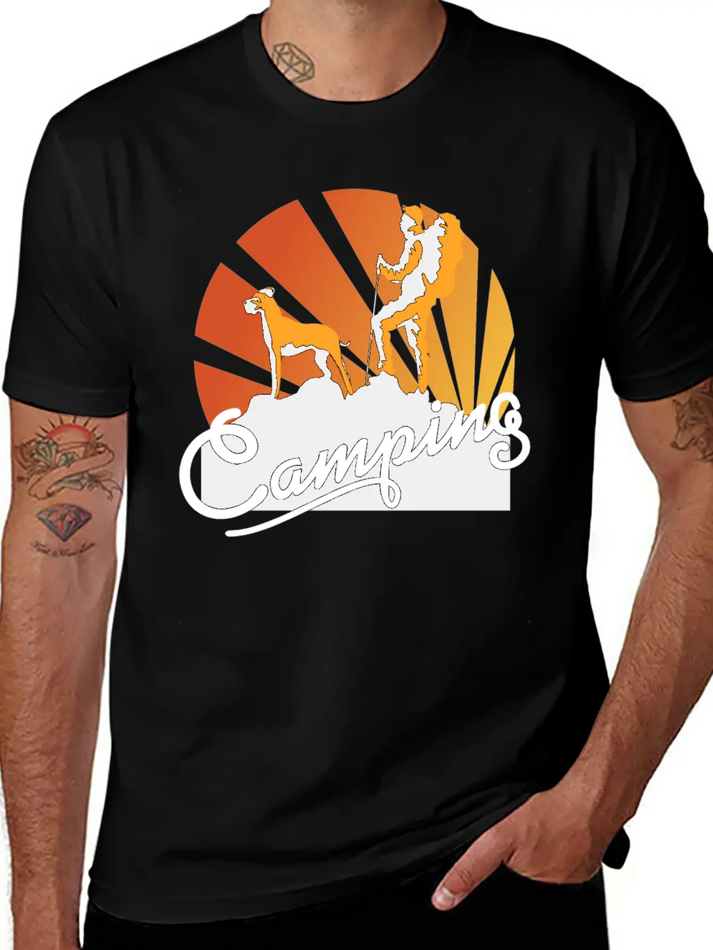 Camping Dog Wander Hiking Mountains Dogs Essential Cotton Tee For Daily Outfits – Unisex Style