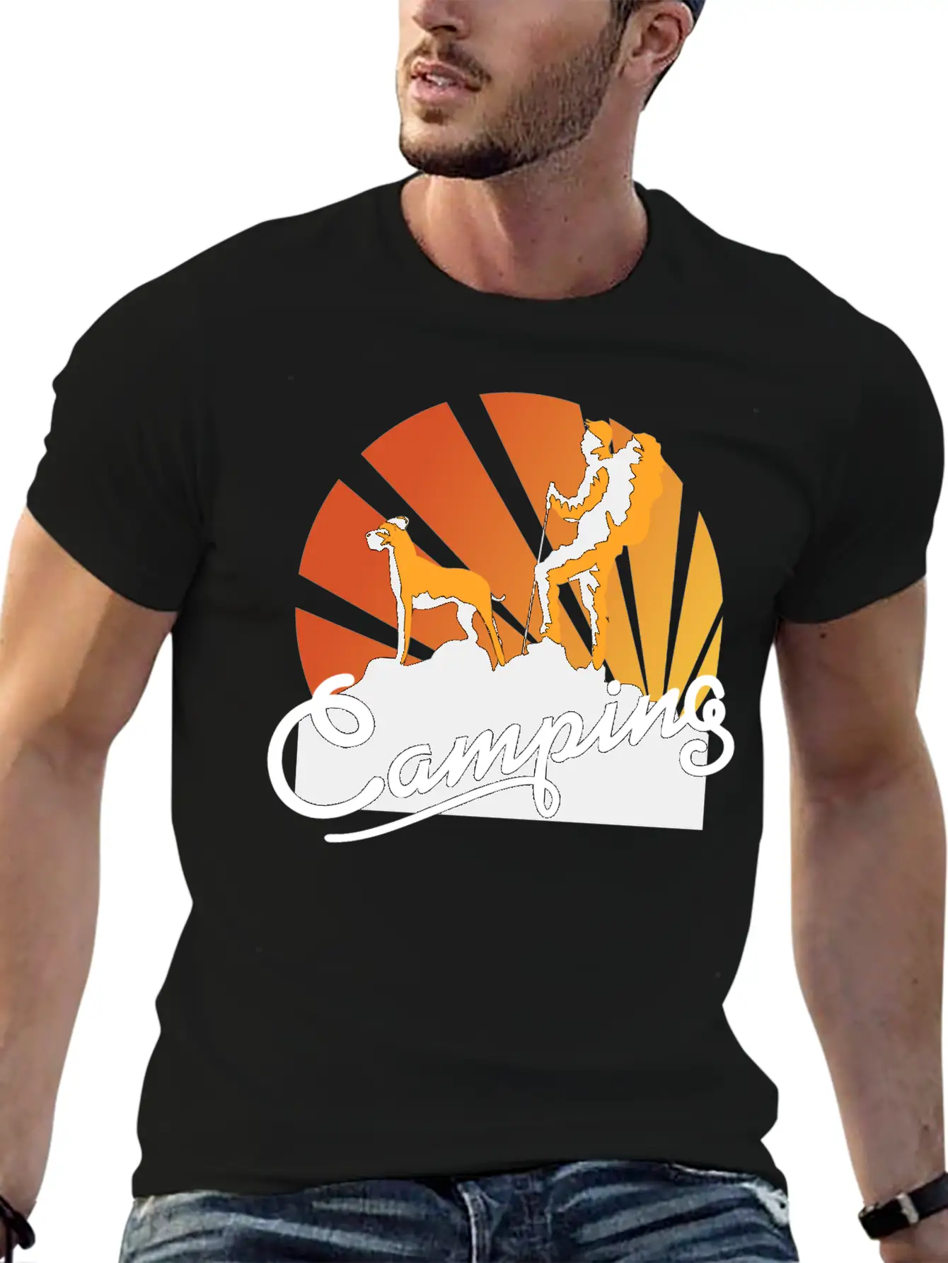 Camping Dog Wander Hiking Mountains Dogs Essential Cotton Tee For Daily Outfits – Unisex Style