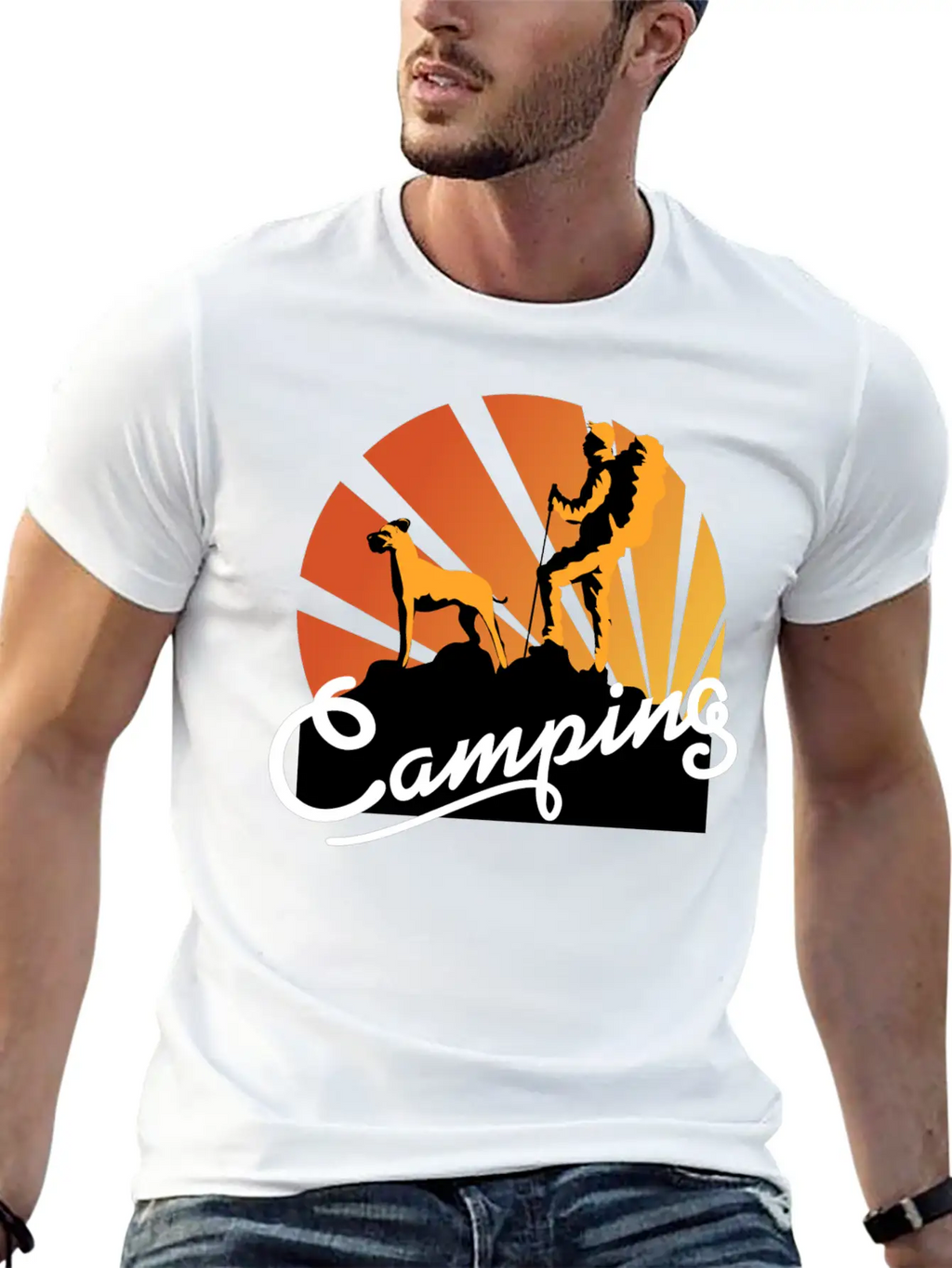 Camping Dog Wander Hiking Mountains Dogs Essential Cotton Tee For Daily Outfits – Unisex Style