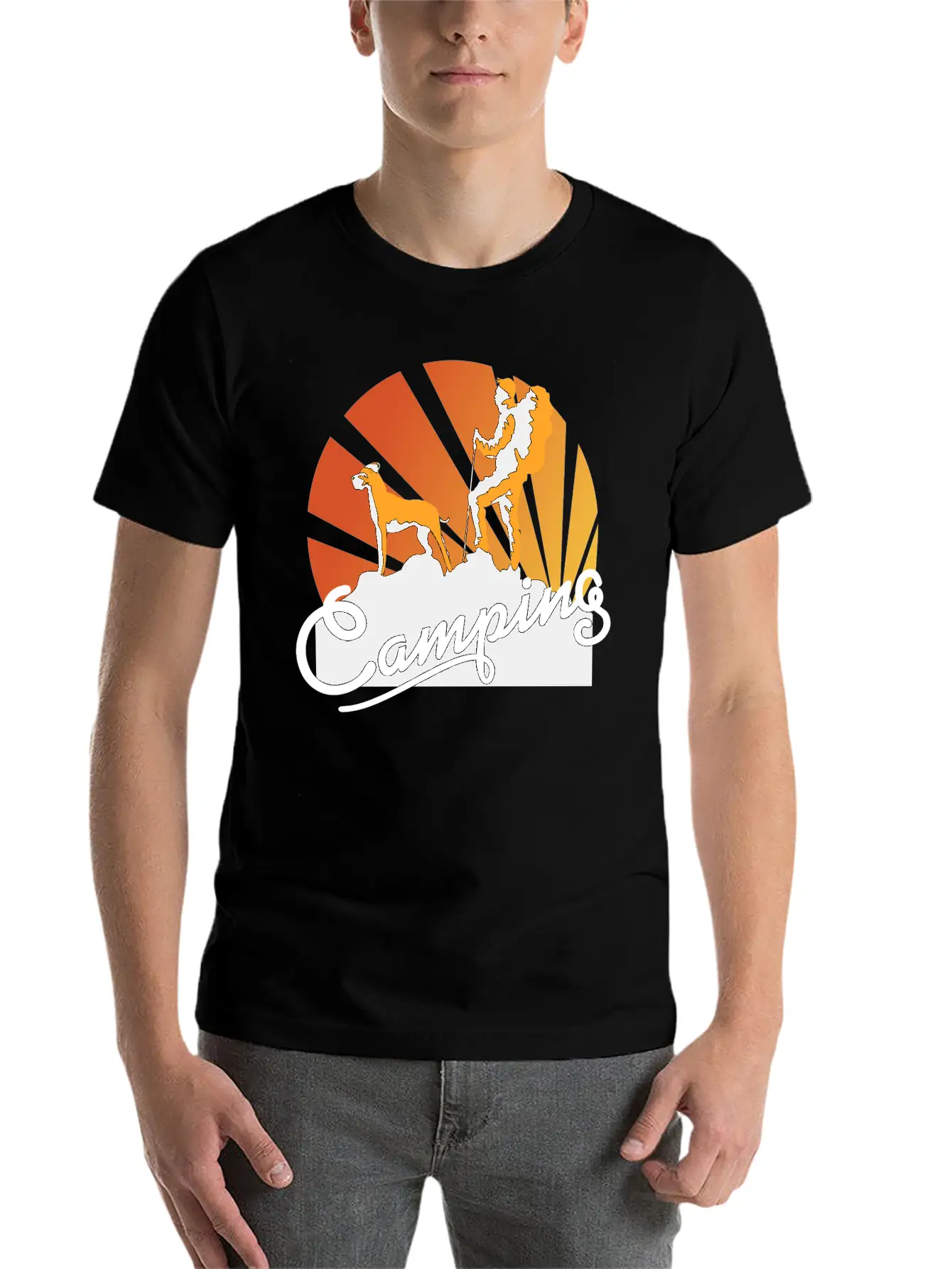 Camping Dog Wander Hiking Mountains Dogs Essential Cotton Tee For Daily Outfits – Unisex Style