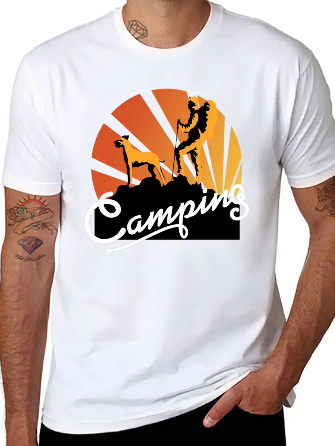 Camping Dog Wander Hiking Mountains Dogs Essential Cotton Tee For Daily Outfits – Unisex Style