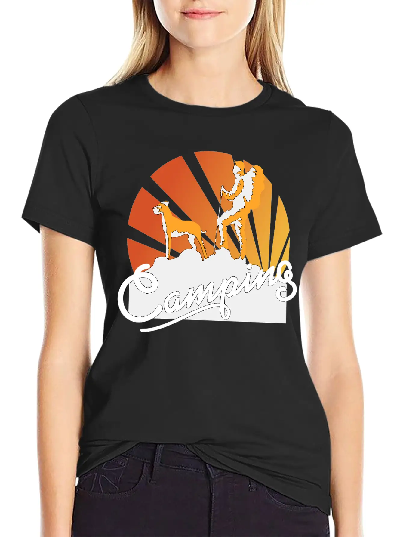 Camping Dog Wander Hiking Mountains Dogs Essential Cotton Tee For Daily Outfits – Unisex Style