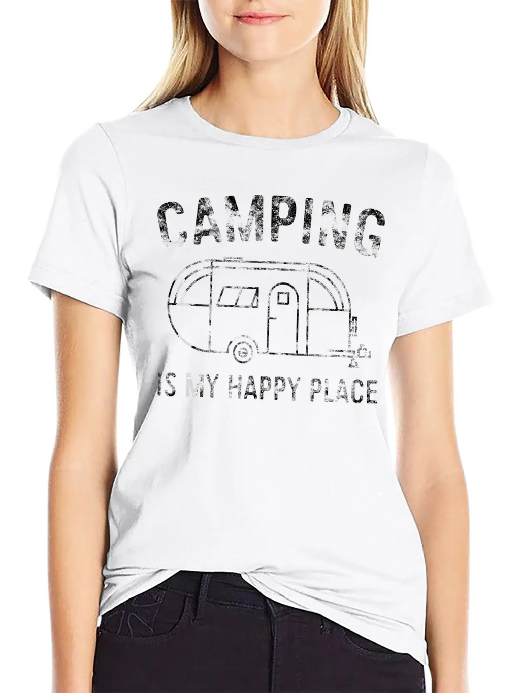 Camping Is My Happy Place Happy Camper Timeless Short Sleeve Tee – Comfy And Minimalist Design